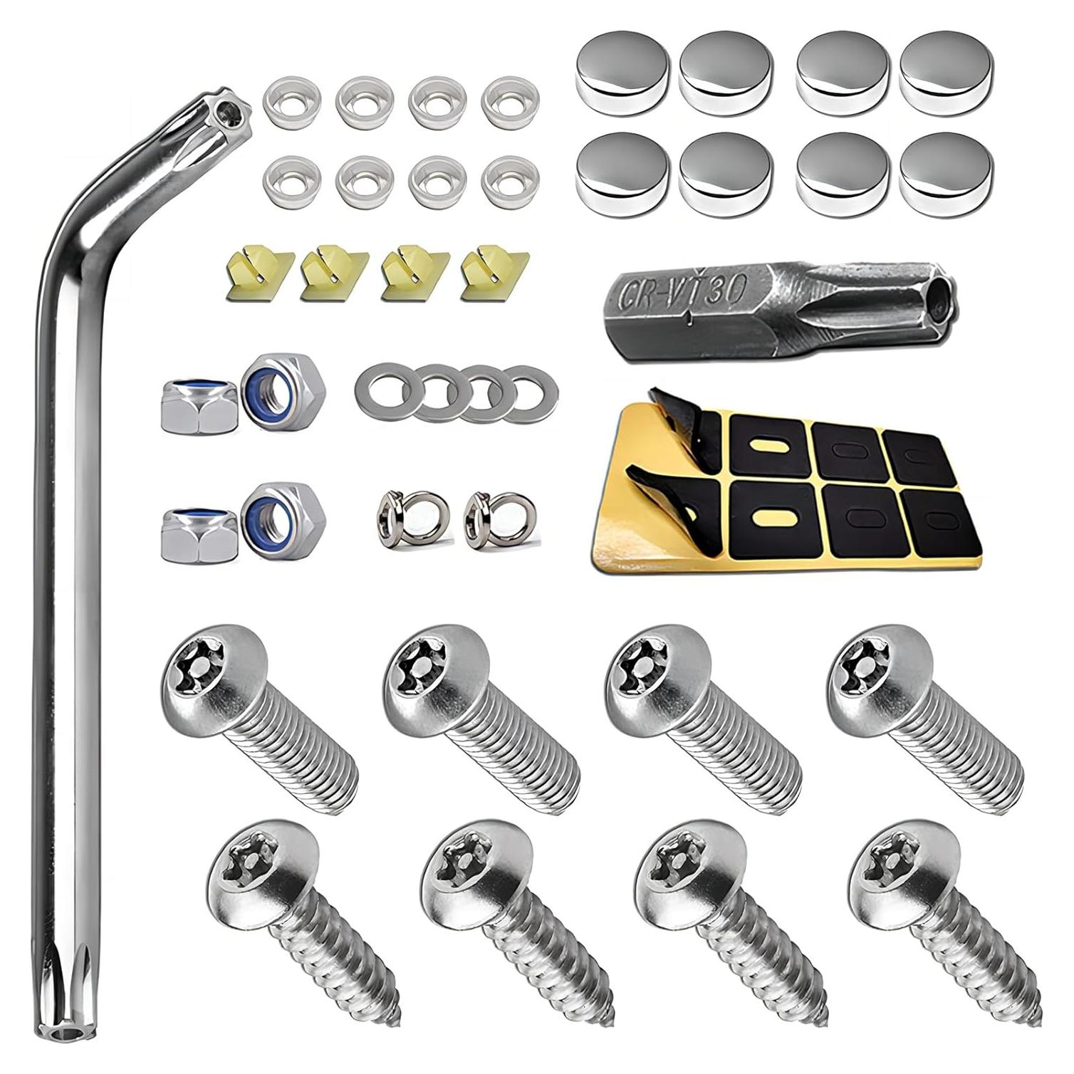 Kit de Tornillos Antirrobo para Placas de Matrícula Tesnaao 43 PCS
