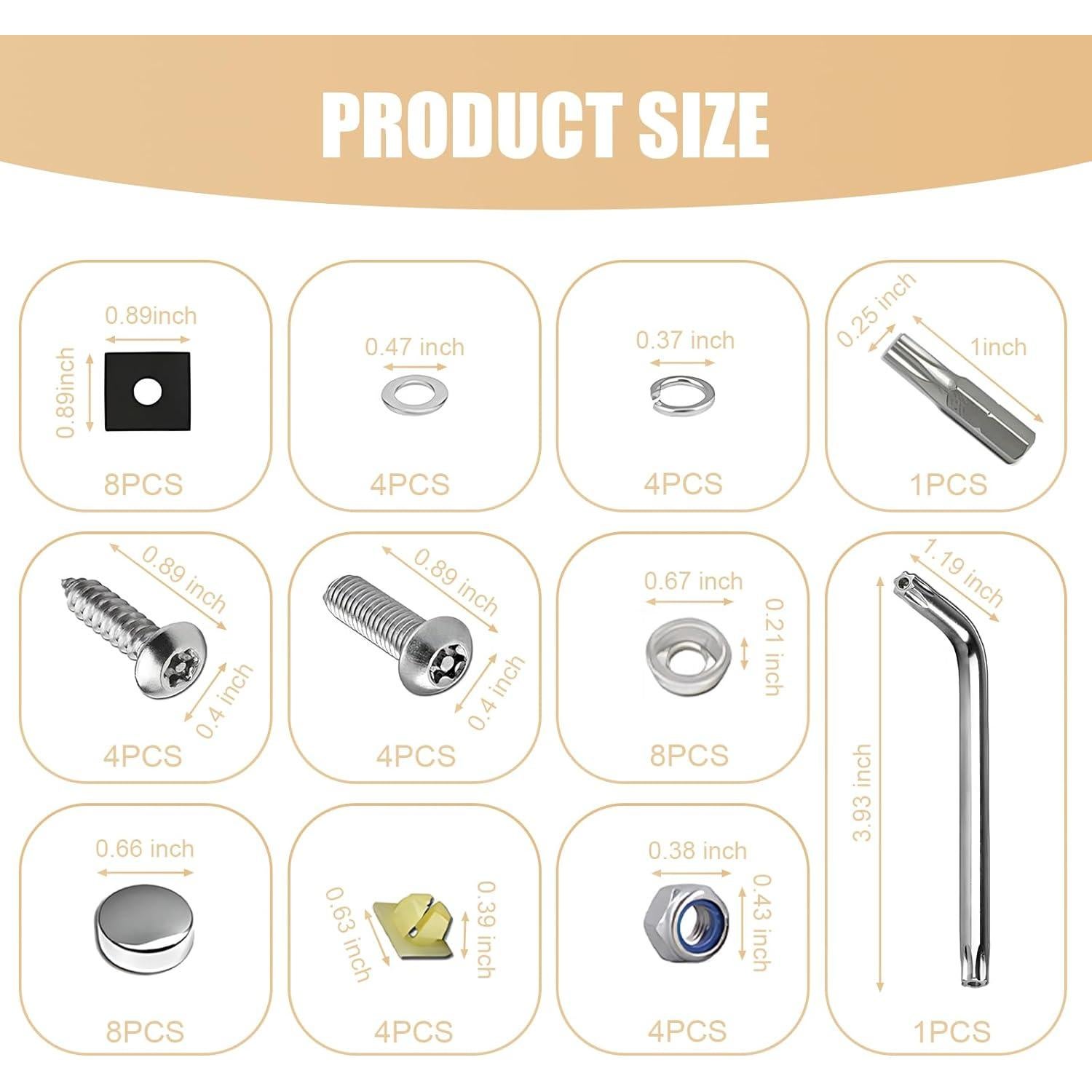 Kit de Tornillos Antirrobo para Placas de Matrícula Tesnaao 43 PCS