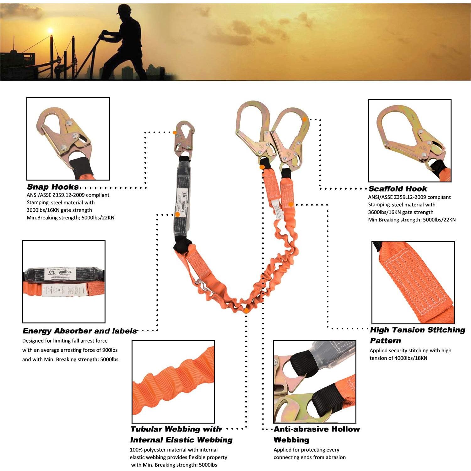 Arnés de Seguridad WELKFORDER Doble Pierna 1,83 m