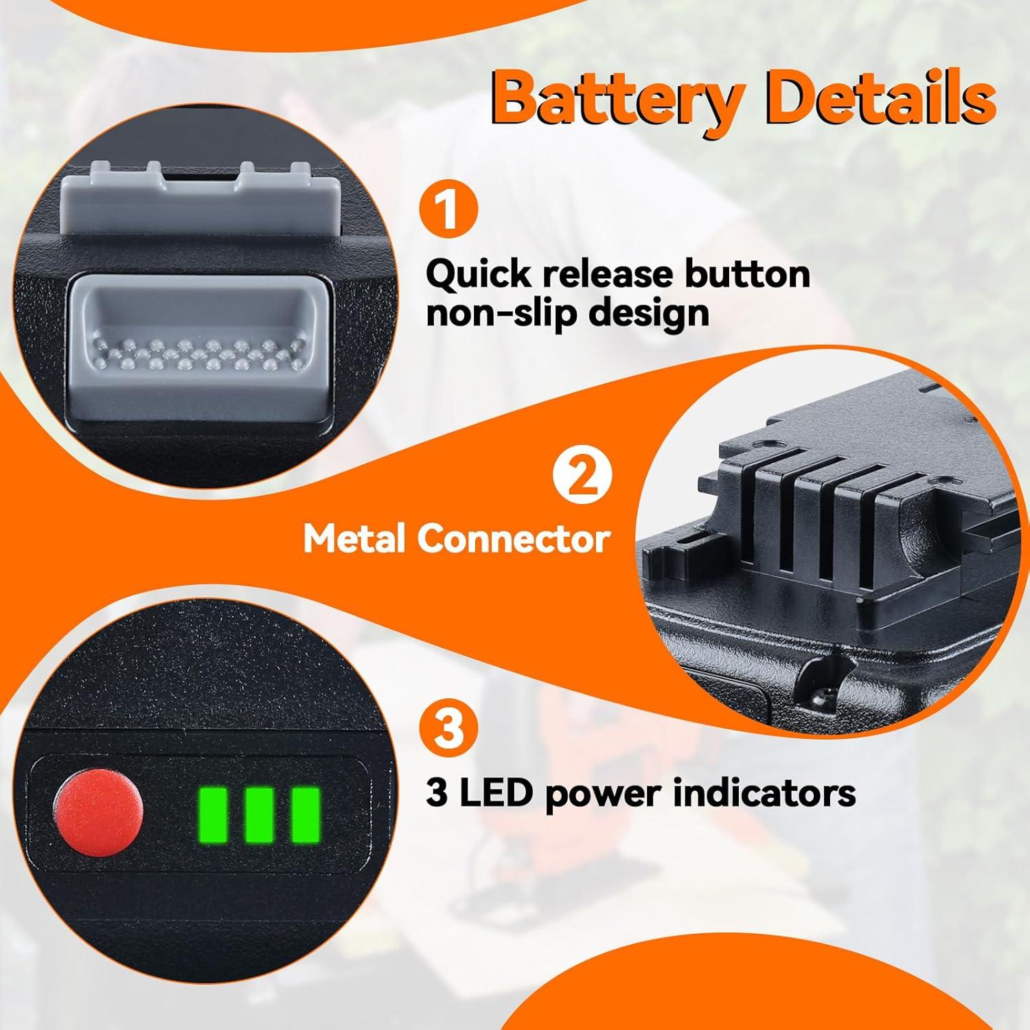 Paquete de Batería de Ión de Litio 20V 6.0Ah HENGCHENZE