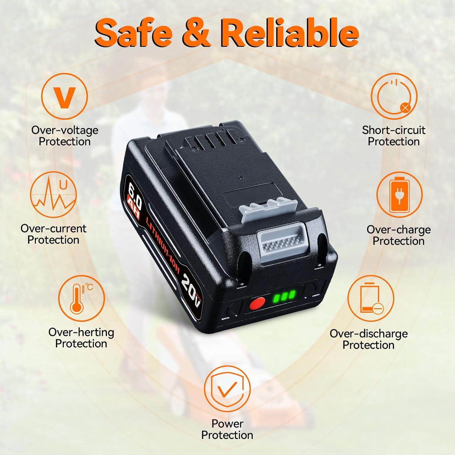 Paquete de Batería de Ión de Litio 20V 6.0Ah HENGCHENZE