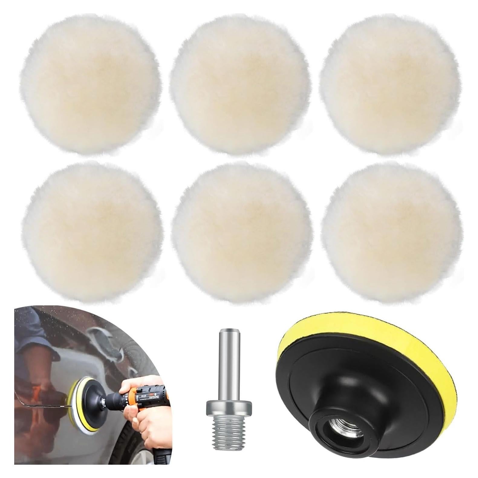 Kit de Pulido de Lana 8 Pcs Elechood 80mm con Adaptador M10