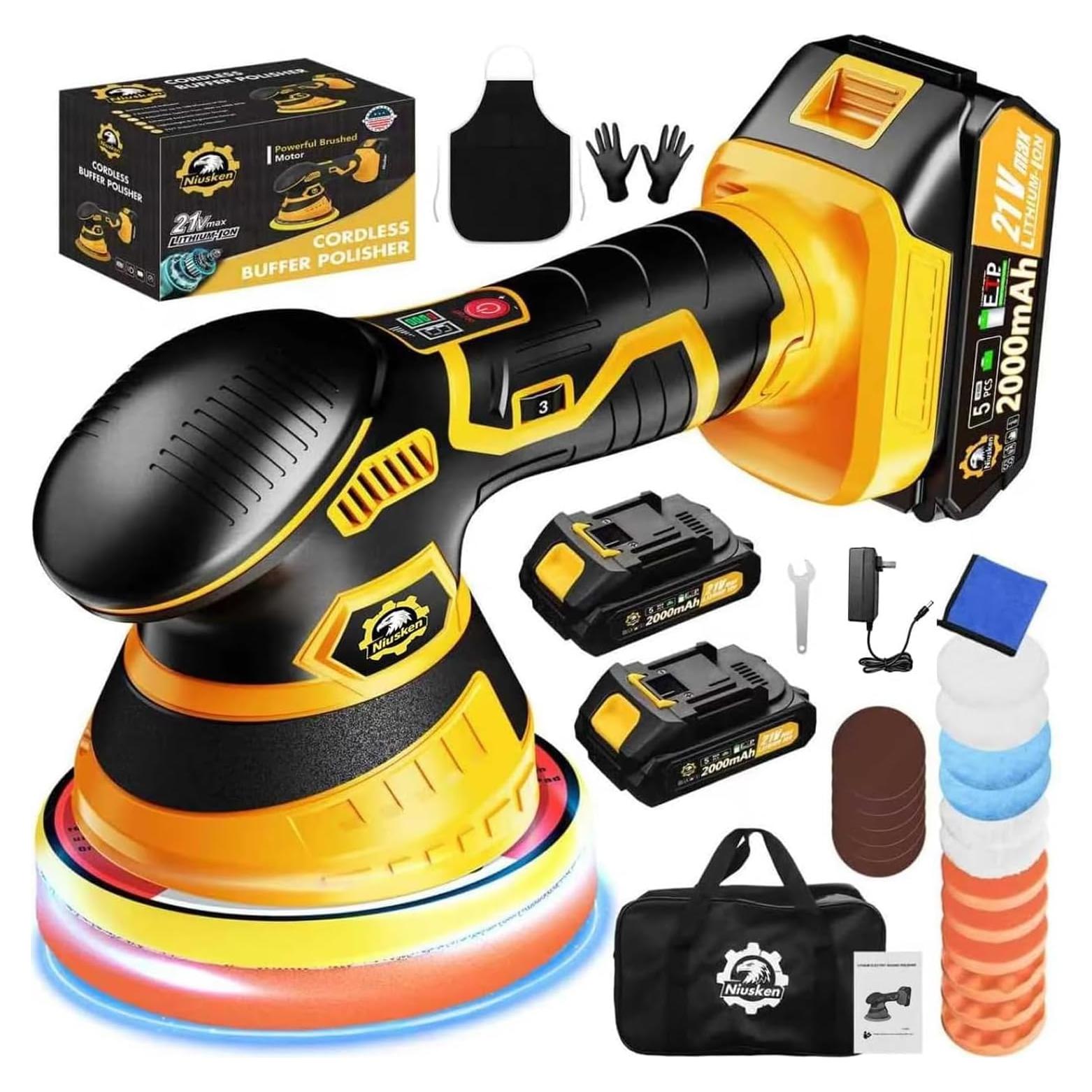 Pulidora de Coche Inalámbrica Niusken 21V 2000mAh 6 Velocidades