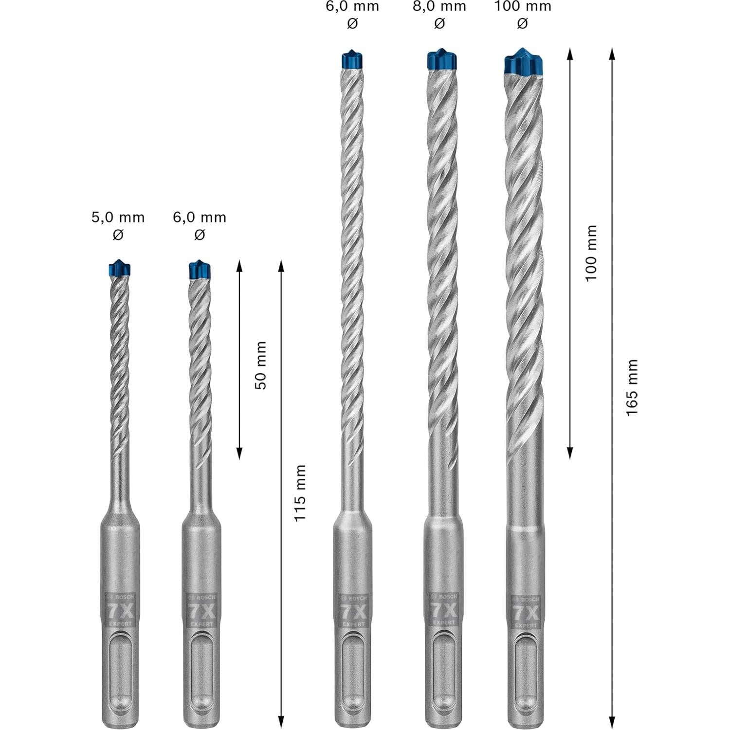 Juego de Brocas de Martillo Bosch EXPERT SDS plus-7X 5-10 mm