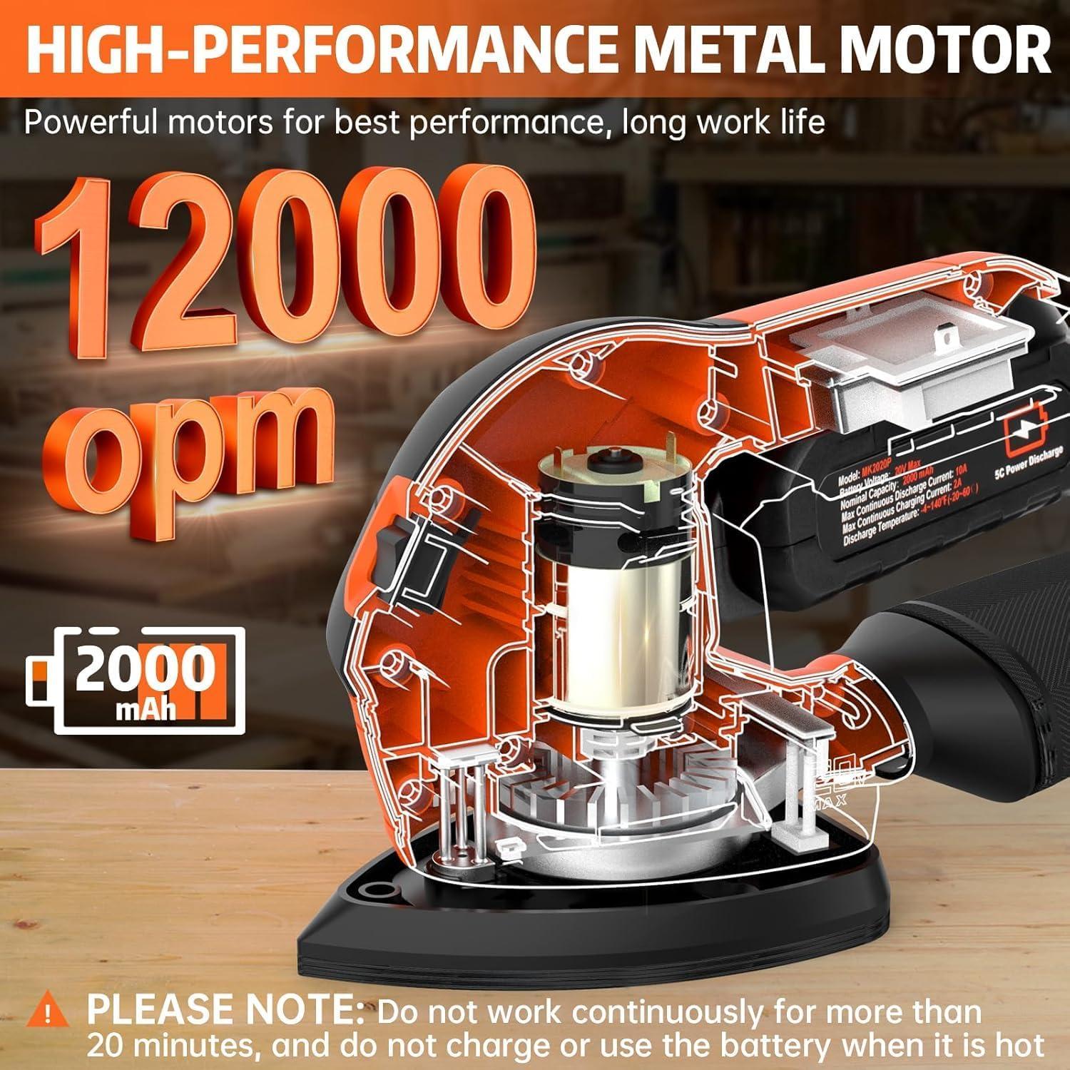 Lijadora de Detalle Sin Cable THINKWORK 20V 12000 RPM