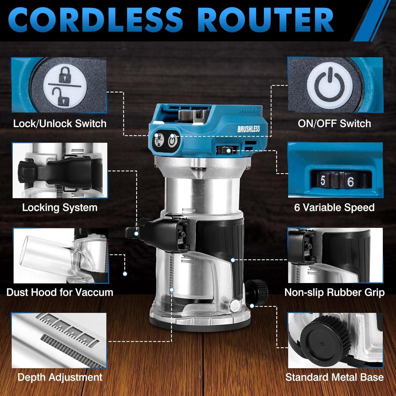 Router Inalámbrico 800W BellaDimora para Batería Makita 18V