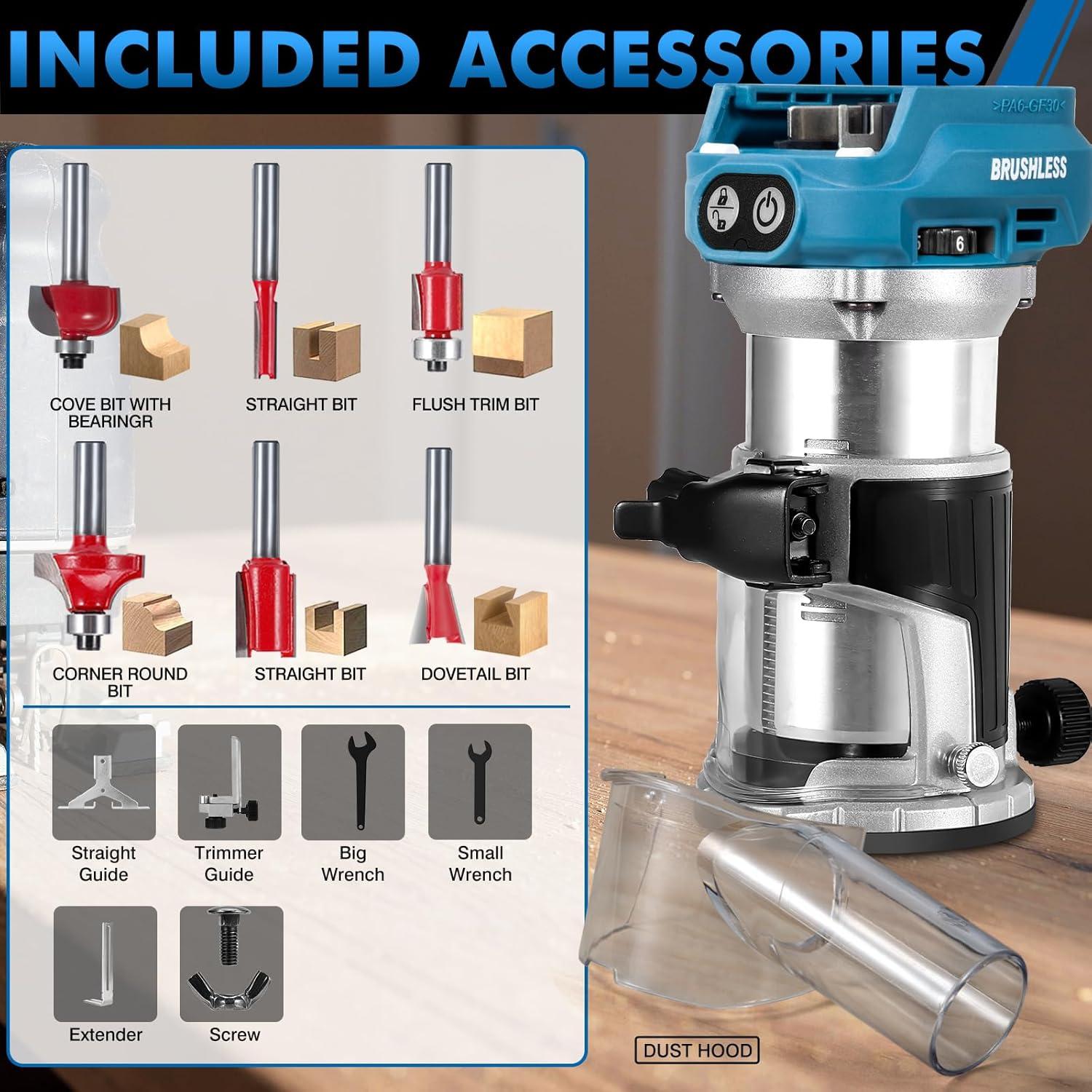 Router Inalámbrico 800W BellaDimora para Batería Makita 18V