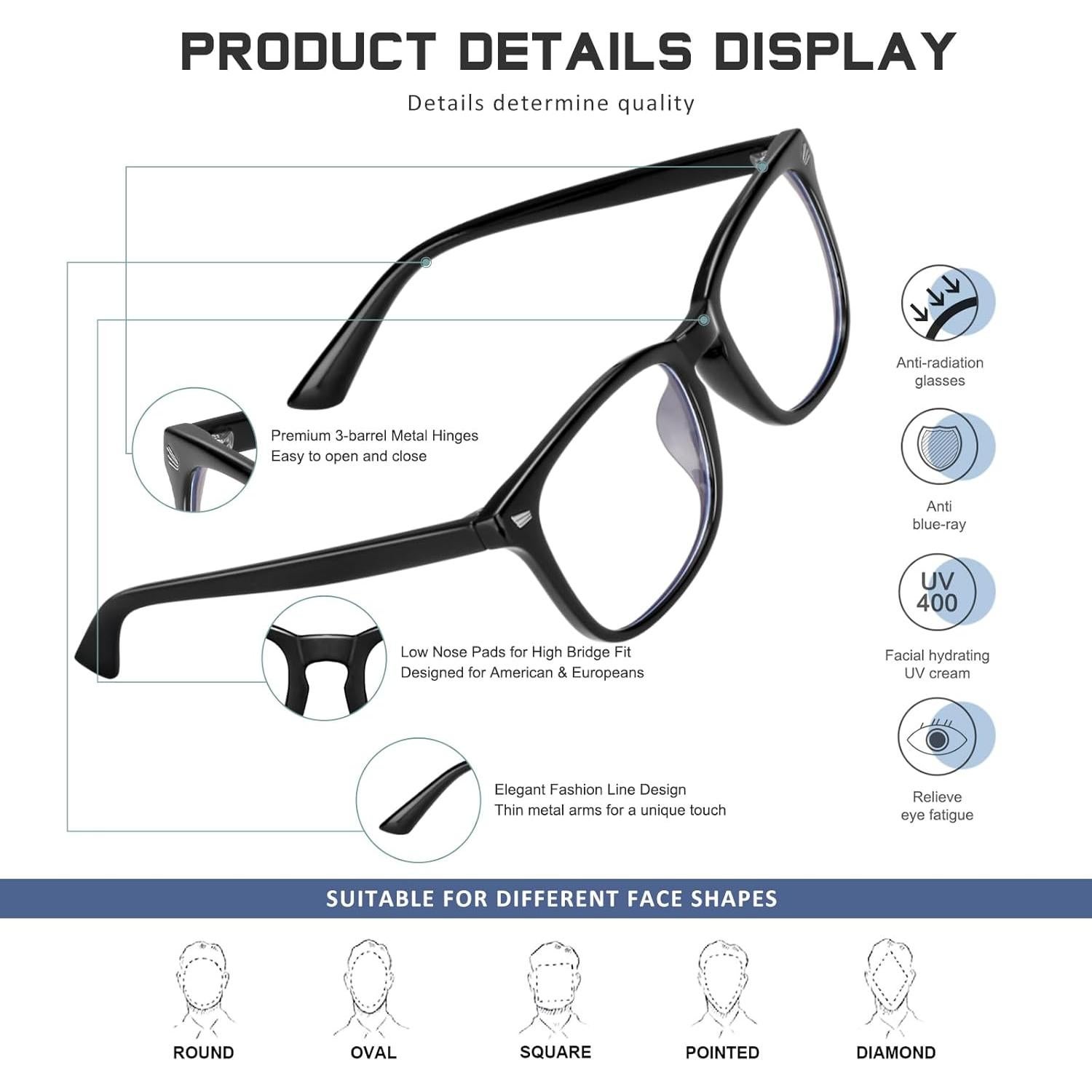 Gafas de lectura unisex con filtro UV y bloqueo luz azul