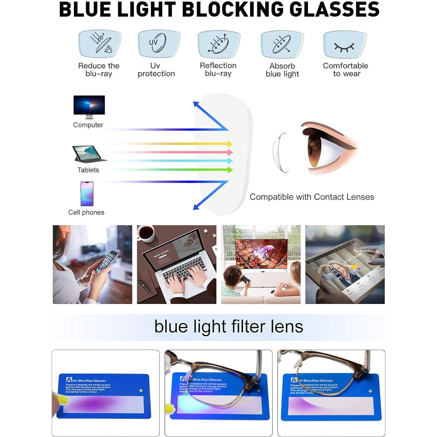 Gafas anti luz azul Perfectmiaoxuan unisex 3 pack colores