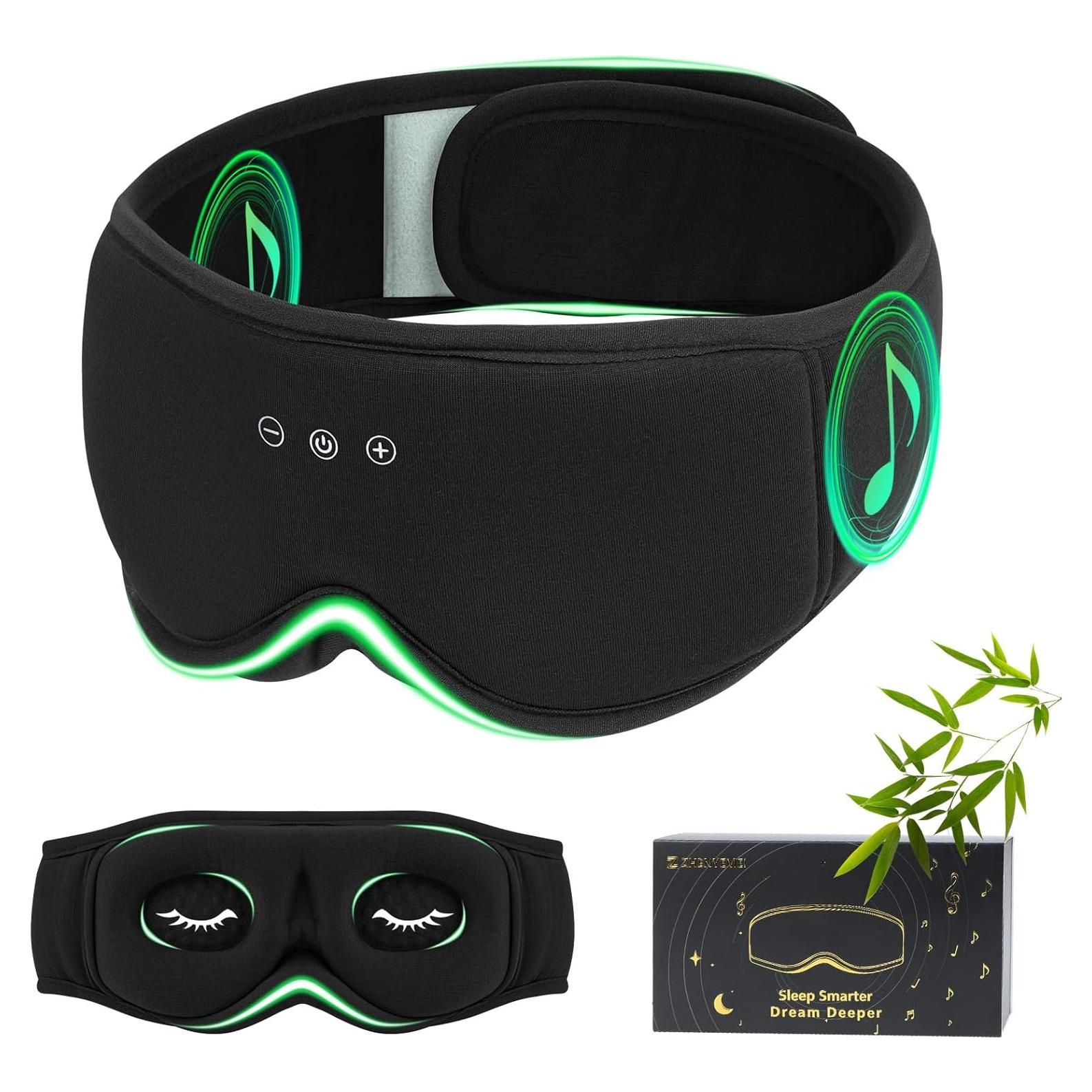 Máscara de Sueño ZHENYEMEI con Auriculares Bluetooth 3D Negra