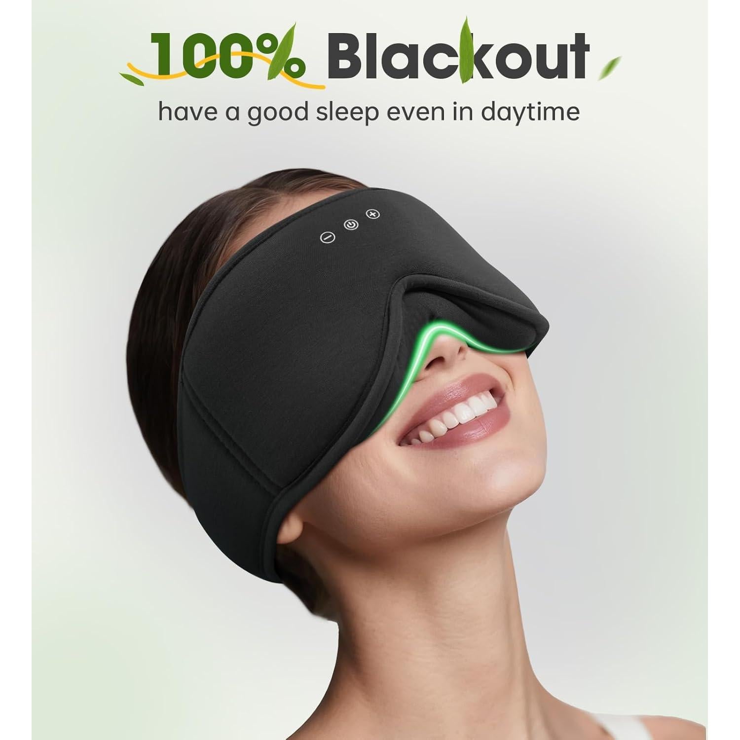 Máscara de Sueño ZHENYEMEI con Auriculares Bluetooth 3D Negra