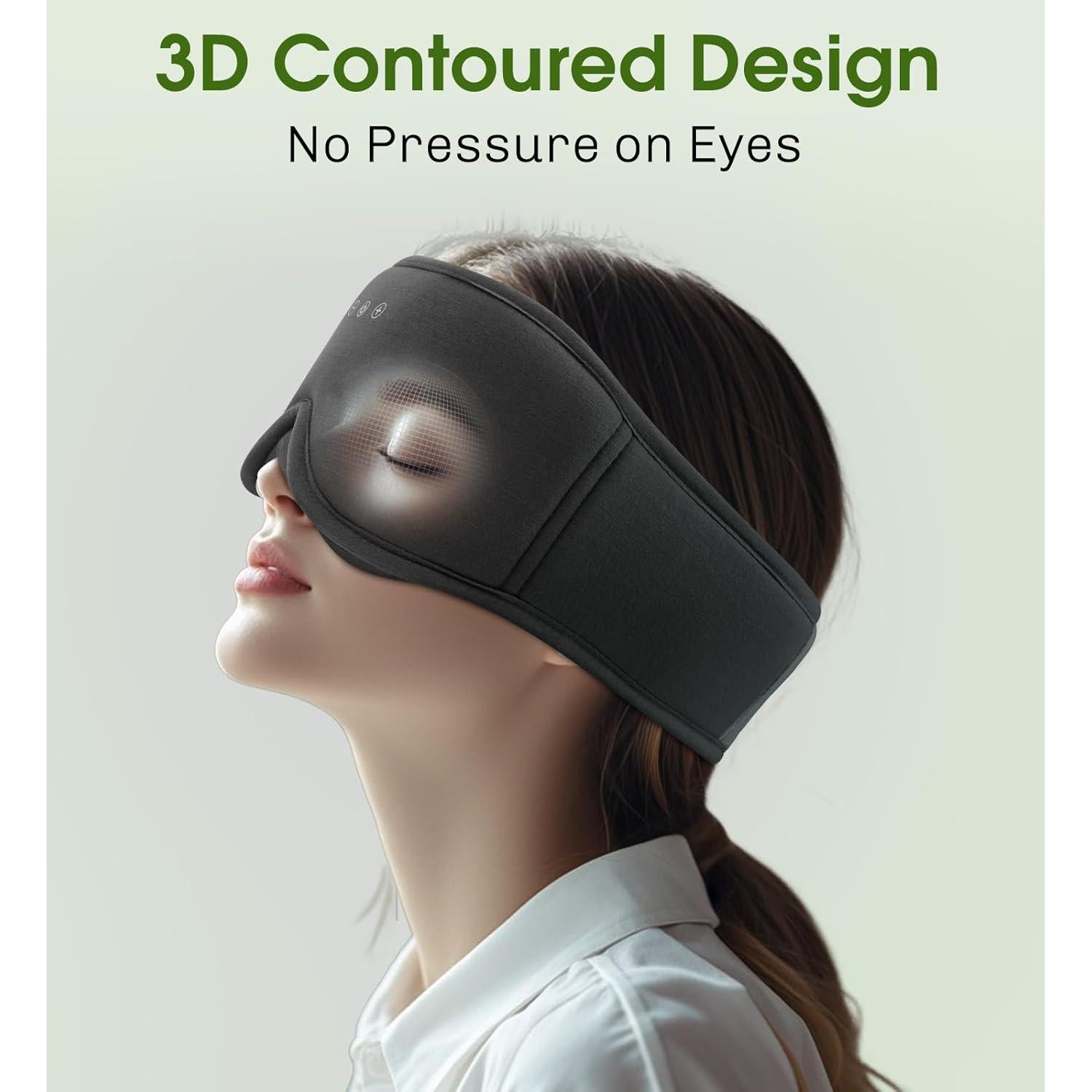 Máscara de Sueño ZHENYEMEI con Auriculares Bluetooth 3D Negra