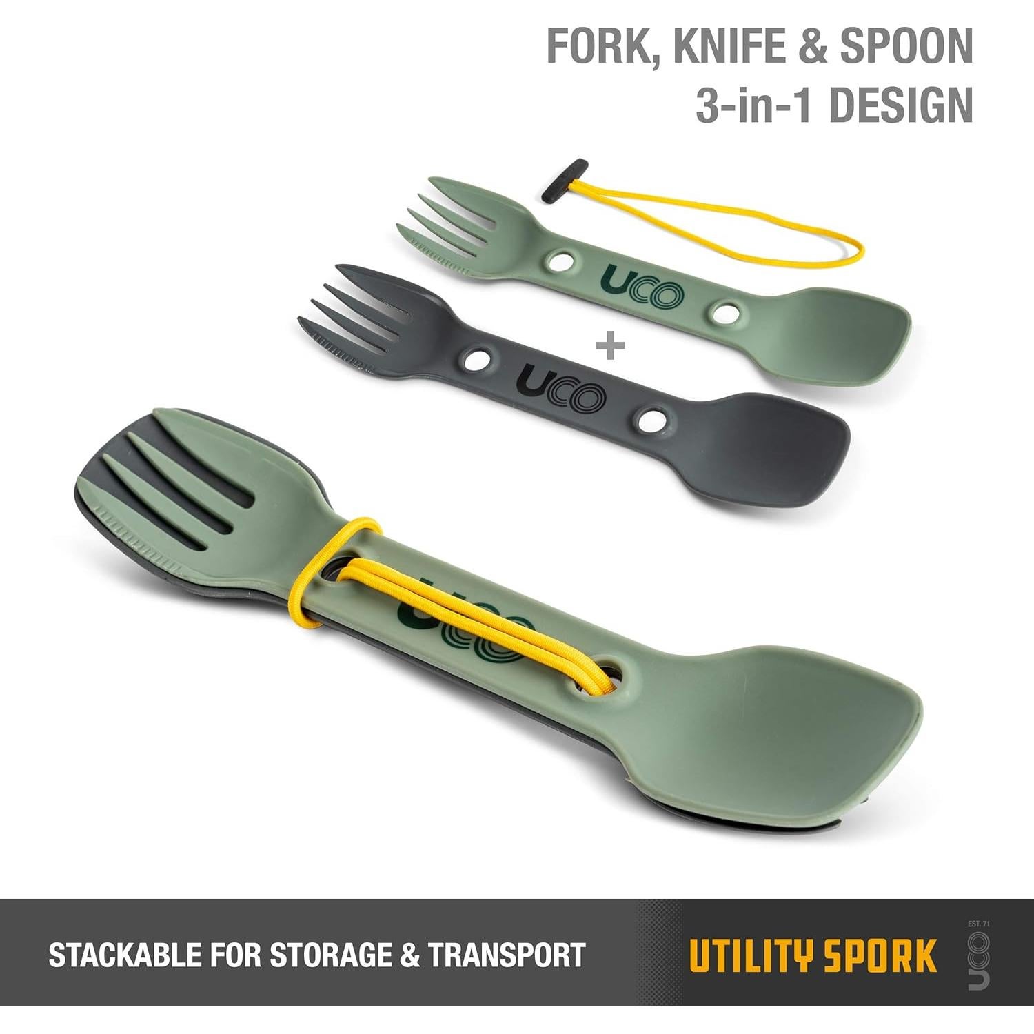 UCO Utility Spork 3-en-1 2-Pack Utensilios Camping Verde