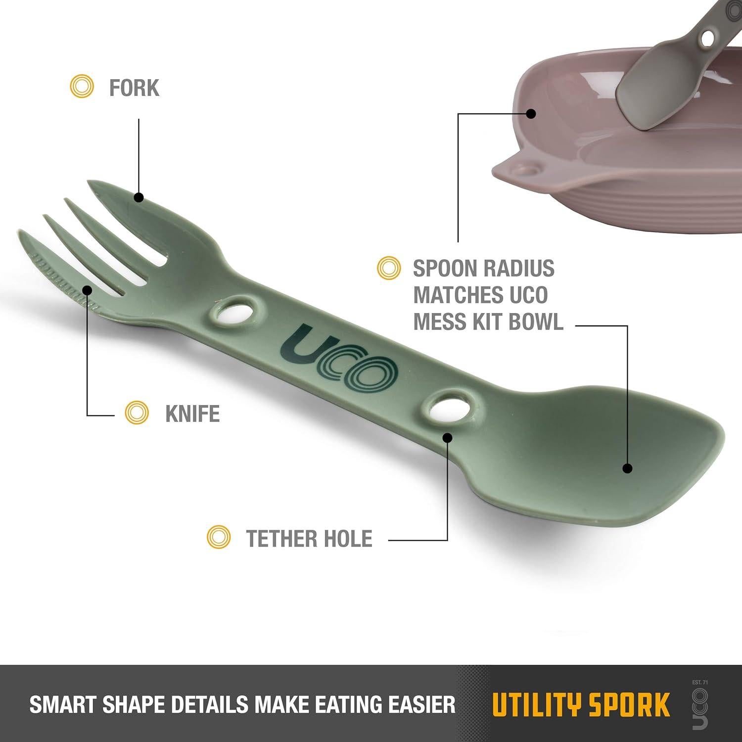 UCO Utility Spork 3-en-1 2-Pack Utensilios Camping Verde