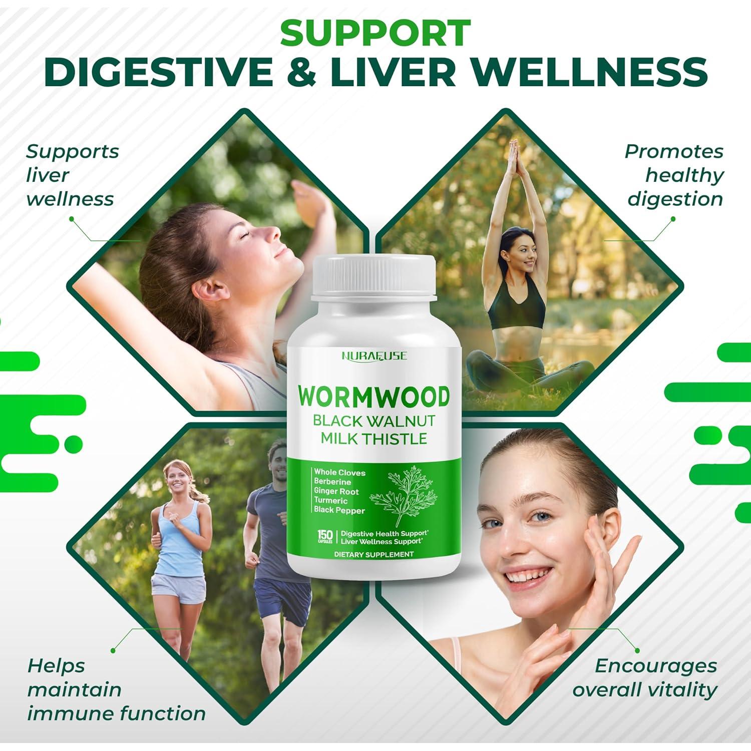 Suplemento Herbal Ajenjo NuraFuse 150 Cápsulas Digestivas