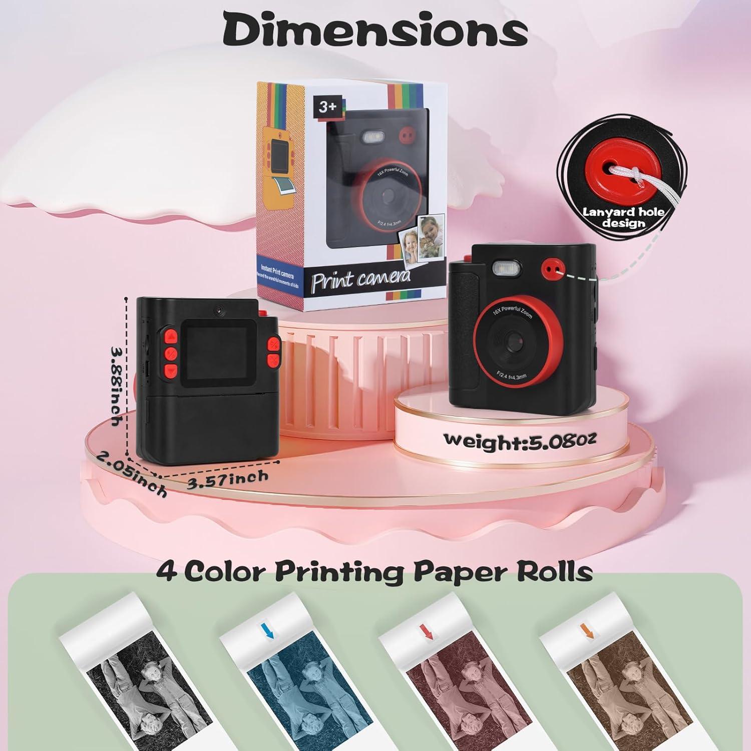 Cámara Instantánea Digital Cudinham 1080P para Niños - Negro