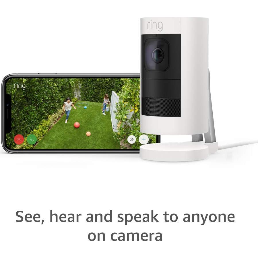 Ring Stick Up Cam Elite, Indoor/Outdoor Power HD Security Camera with Two-Way Talk, Night Vision, Works with Alexa - White
