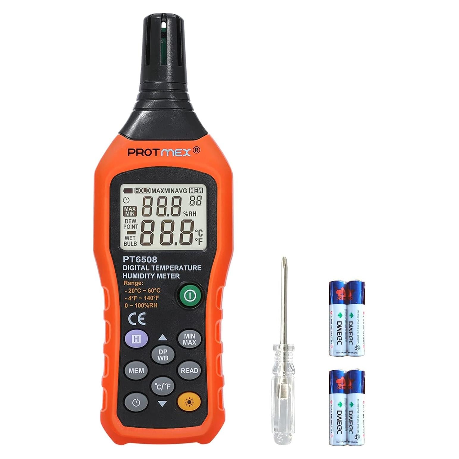 Medidor Digital de Temperatura y Humedad Protmex PT6508