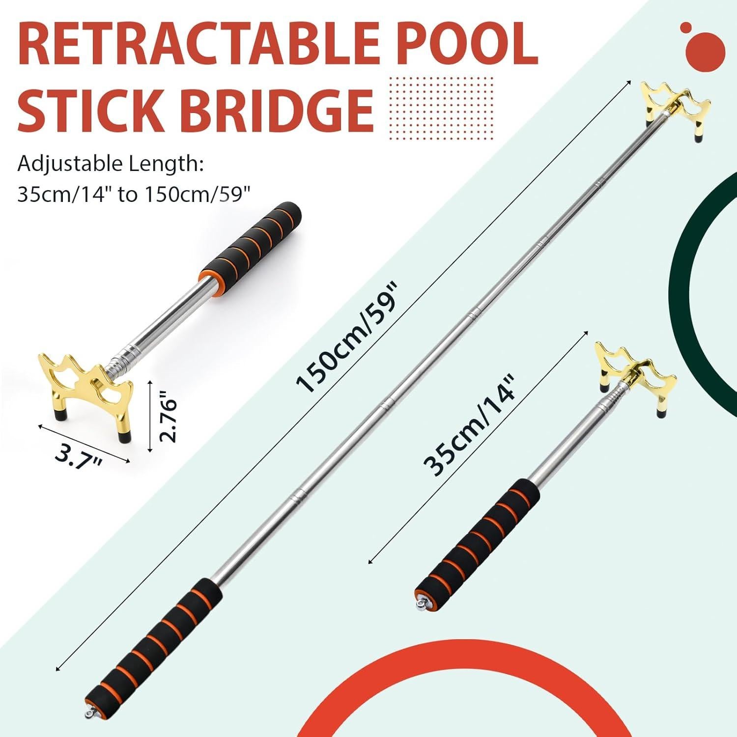 Soulchen 4 Palos de Puente de Billar Retráctiles 35-150 cm