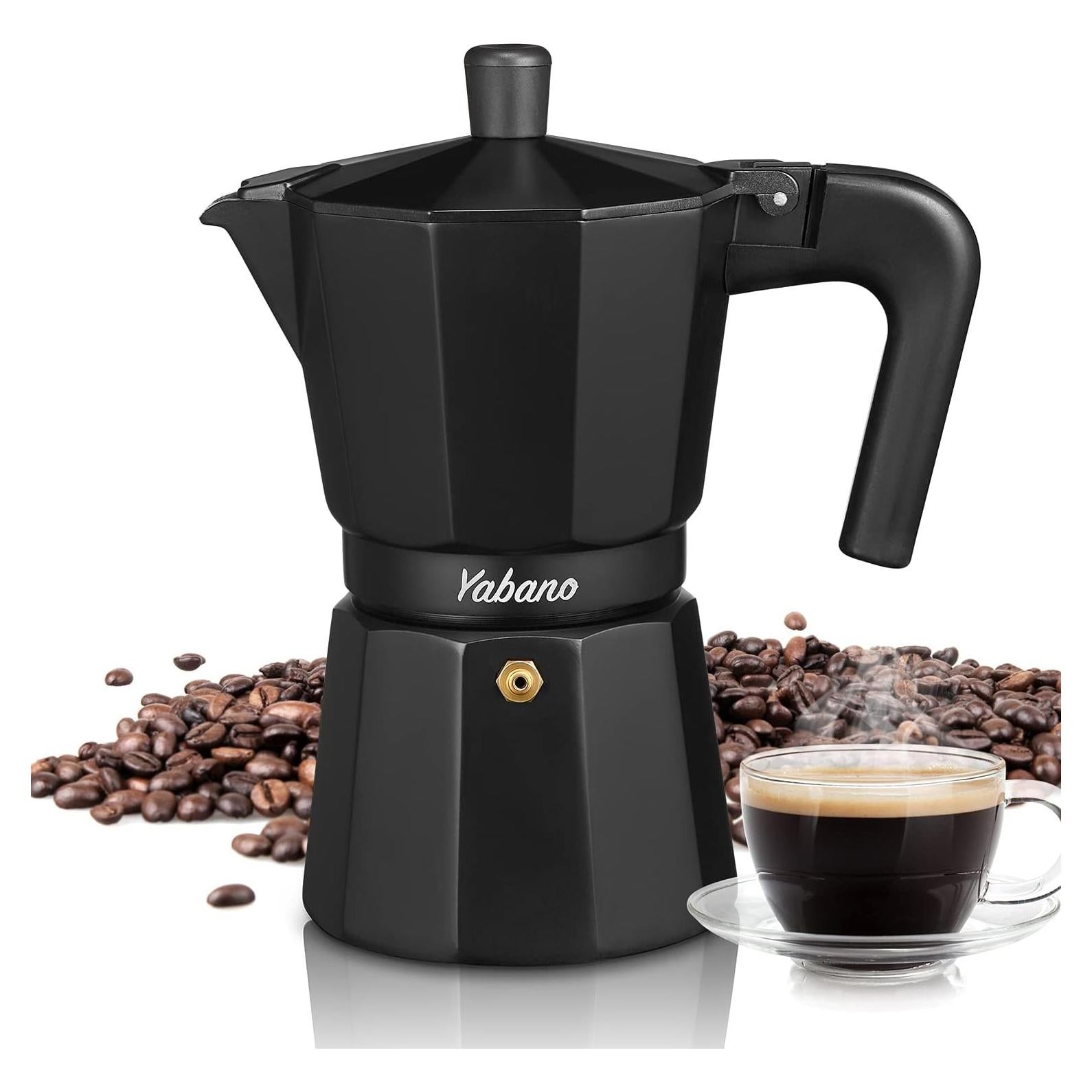 Cafetera Moka Yabano 3 Tazas Aluminio Negra para Espresso