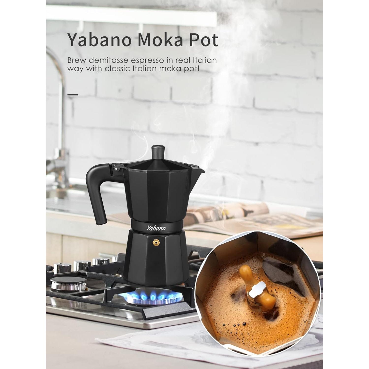 Cafetera Moka Yabano 3 Tazas Aluminio Negra para Espresso