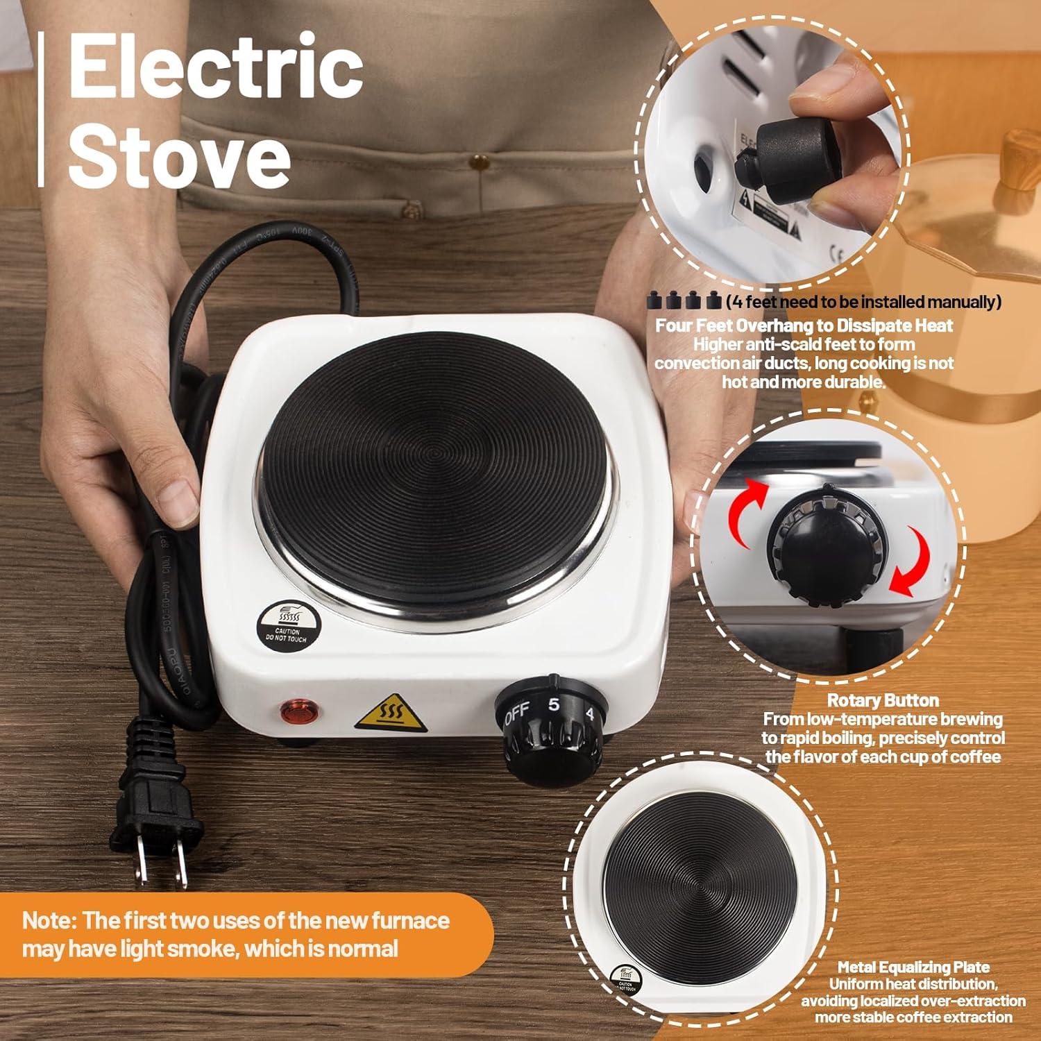 Juego de Moka Pot 2-en-1 Vaolvpant 150ml Estufa Eléctrica