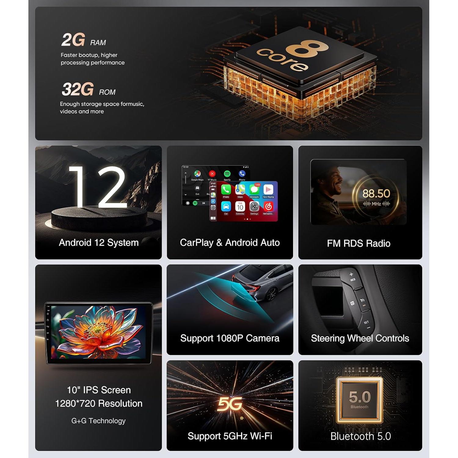 Estéreo de Coche AINAVITO 10" para Ford F150/F250 2004-2016