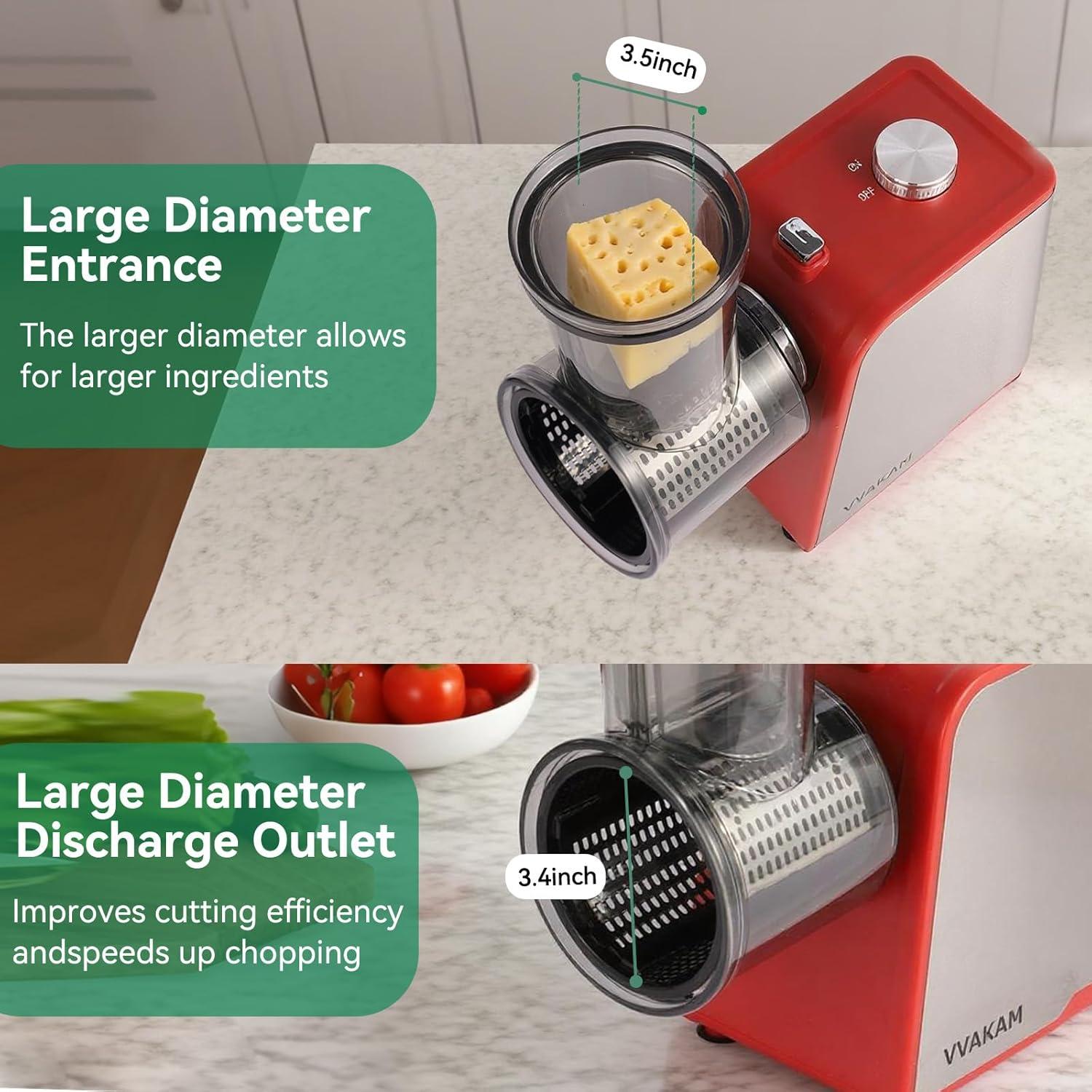 Rallador Eléctrico 5-en-1 VVAKAM 300W para Queso y Verduras