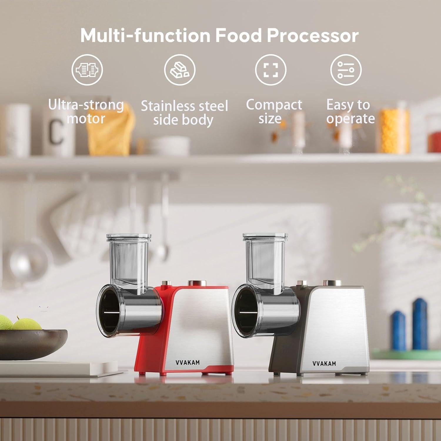 Rallador Eléctrico 5-en-1 VVAKAM 300W para Queso y Verduras