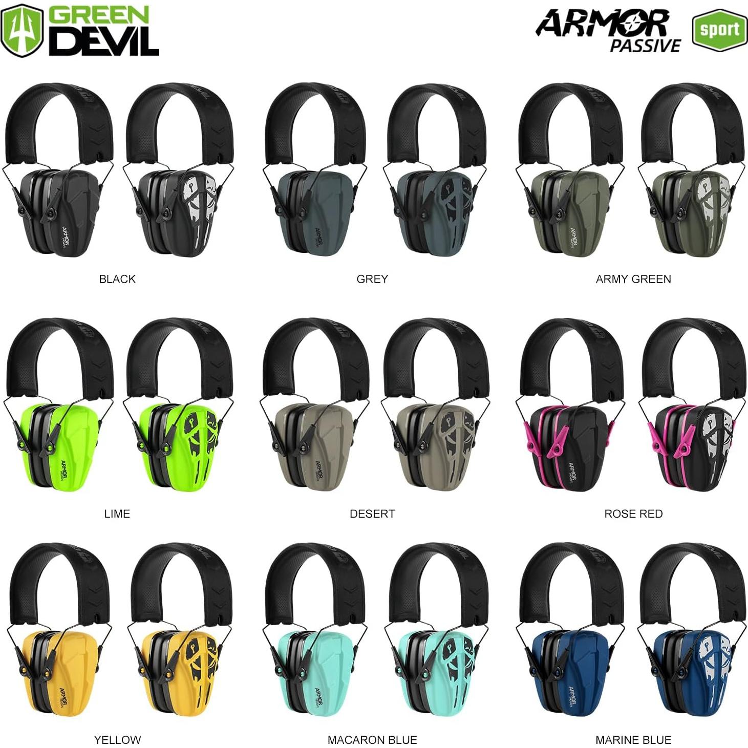 Orejeras Pasivas GREEN DEVIL Protección Auditiva 24dB Verde Militar