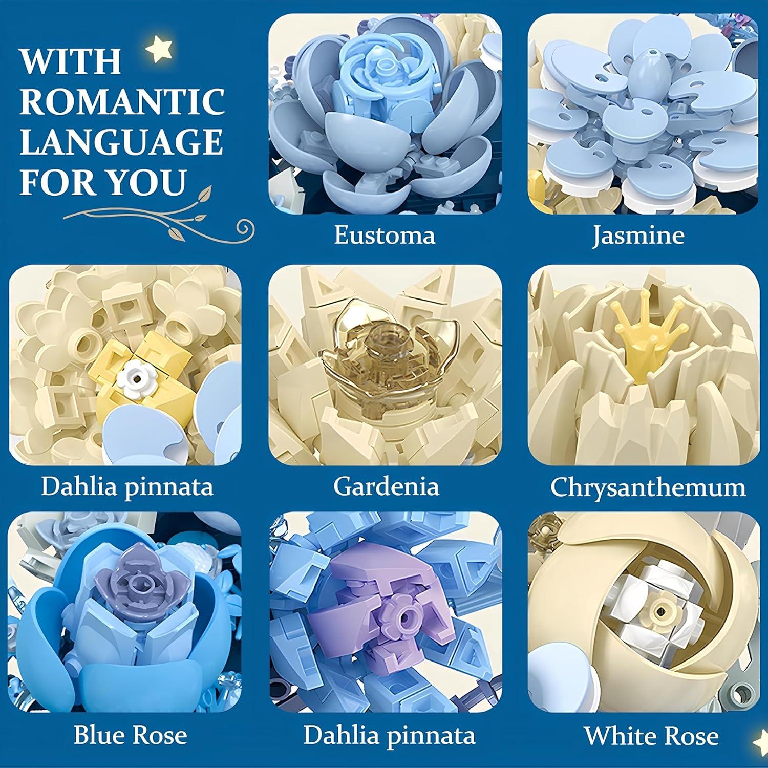 Juego de Construcción Premium Rotroyce Flor de Luna Azul - 934 Piezas