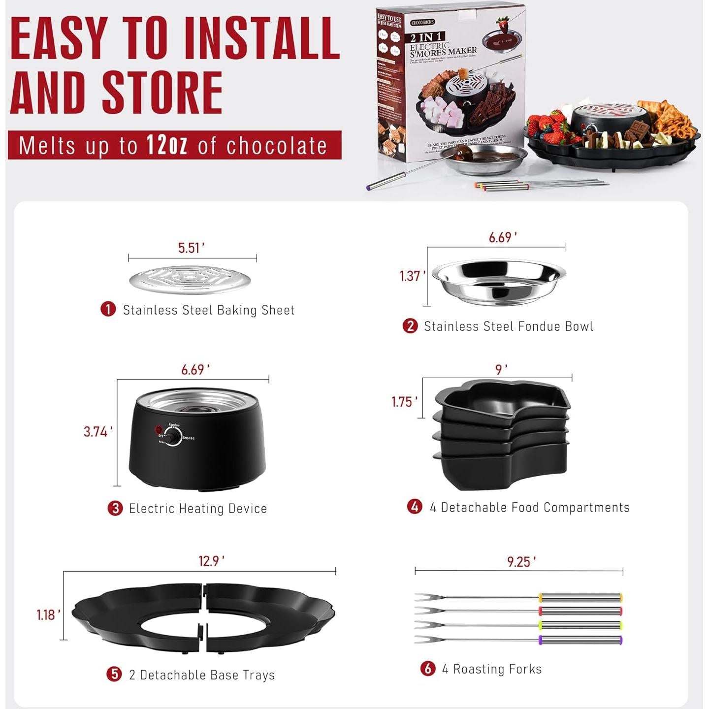 Horno eléctrico 2 en 1 CHOCOSMORE para S'mores y fondue