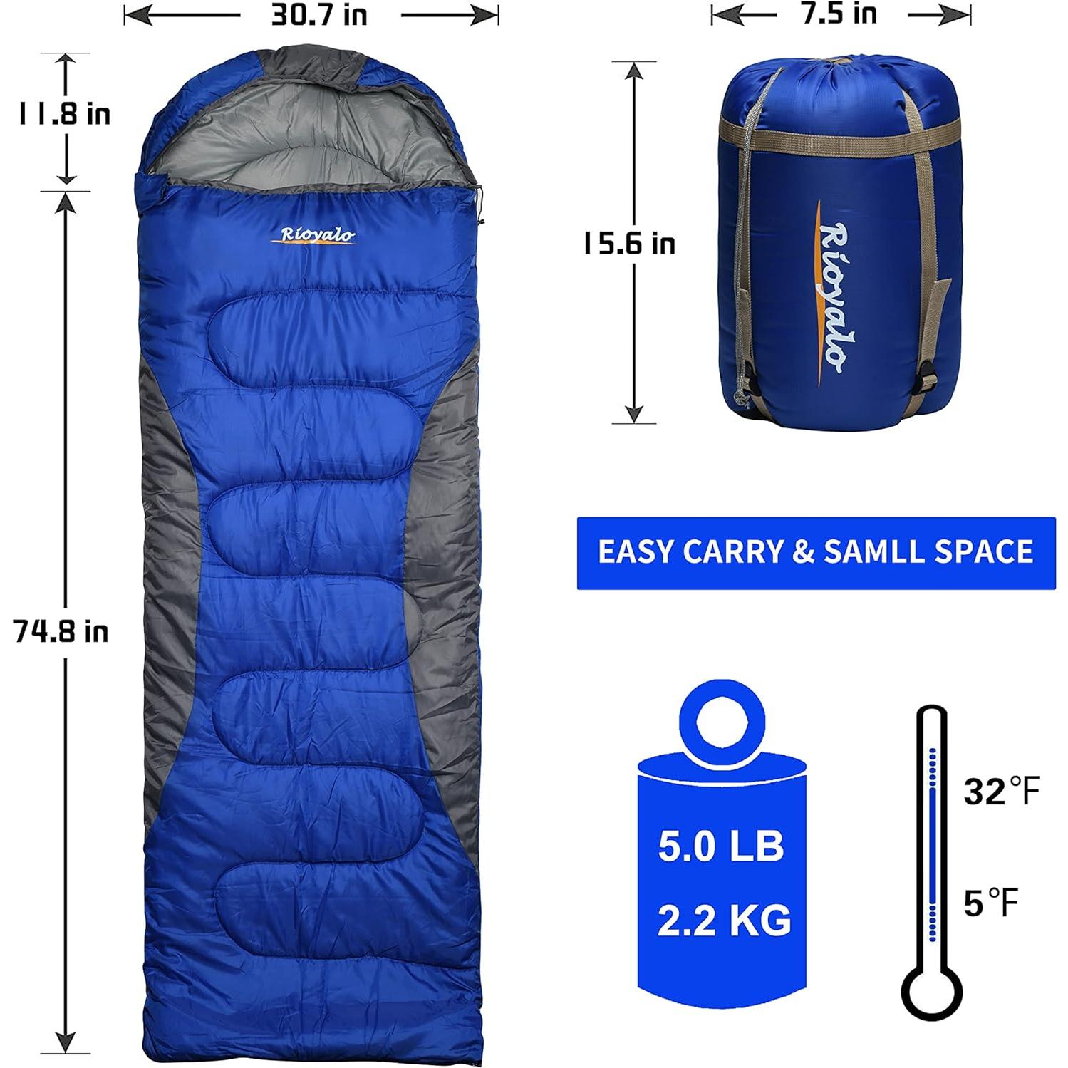 Saco de dormir Rioyalo 450GSM para invierno 0°C - Adultos