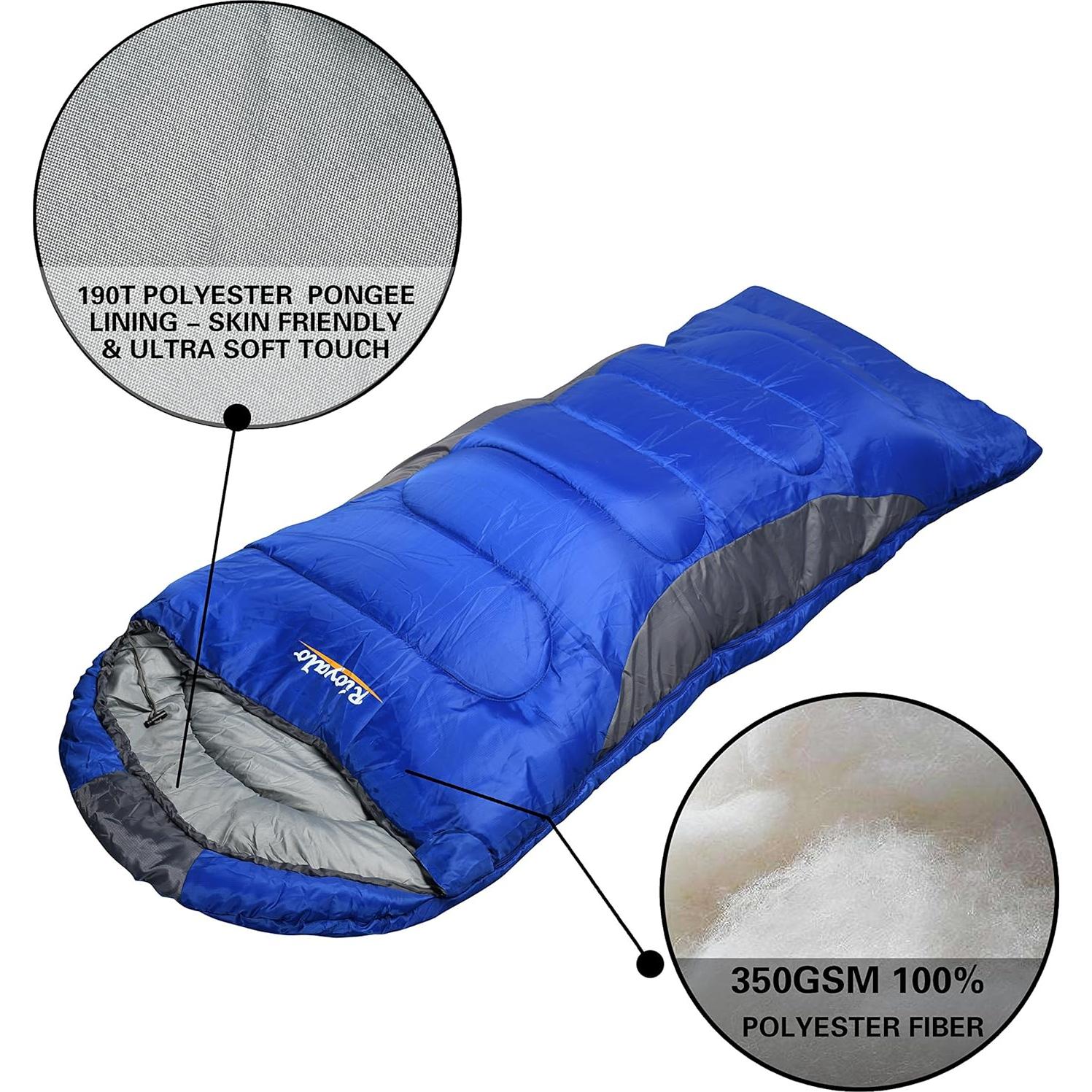 Saco de dormir Rioyalo 450GSM para invierno 0°C - Adultos
