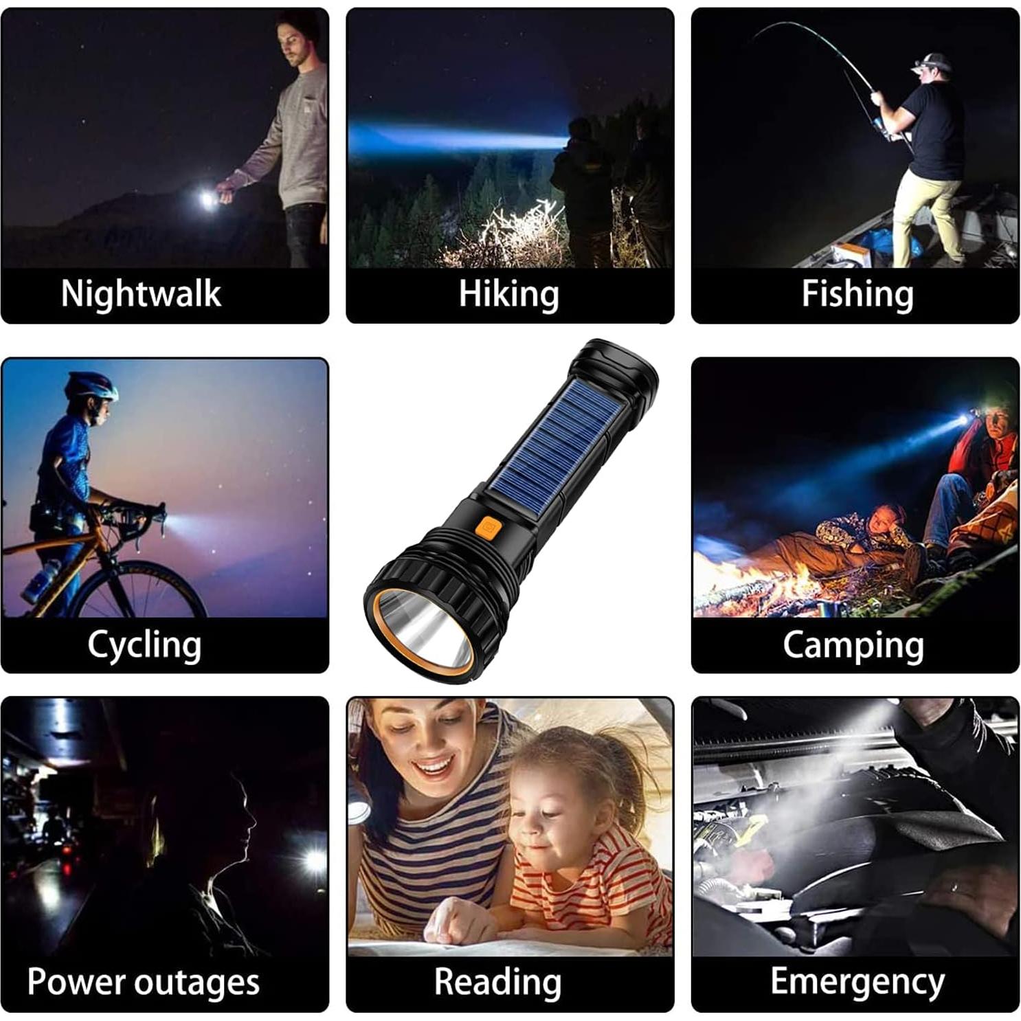 Linterna LED E-SHIDAI Solar 1000 Lúmenes Recargable