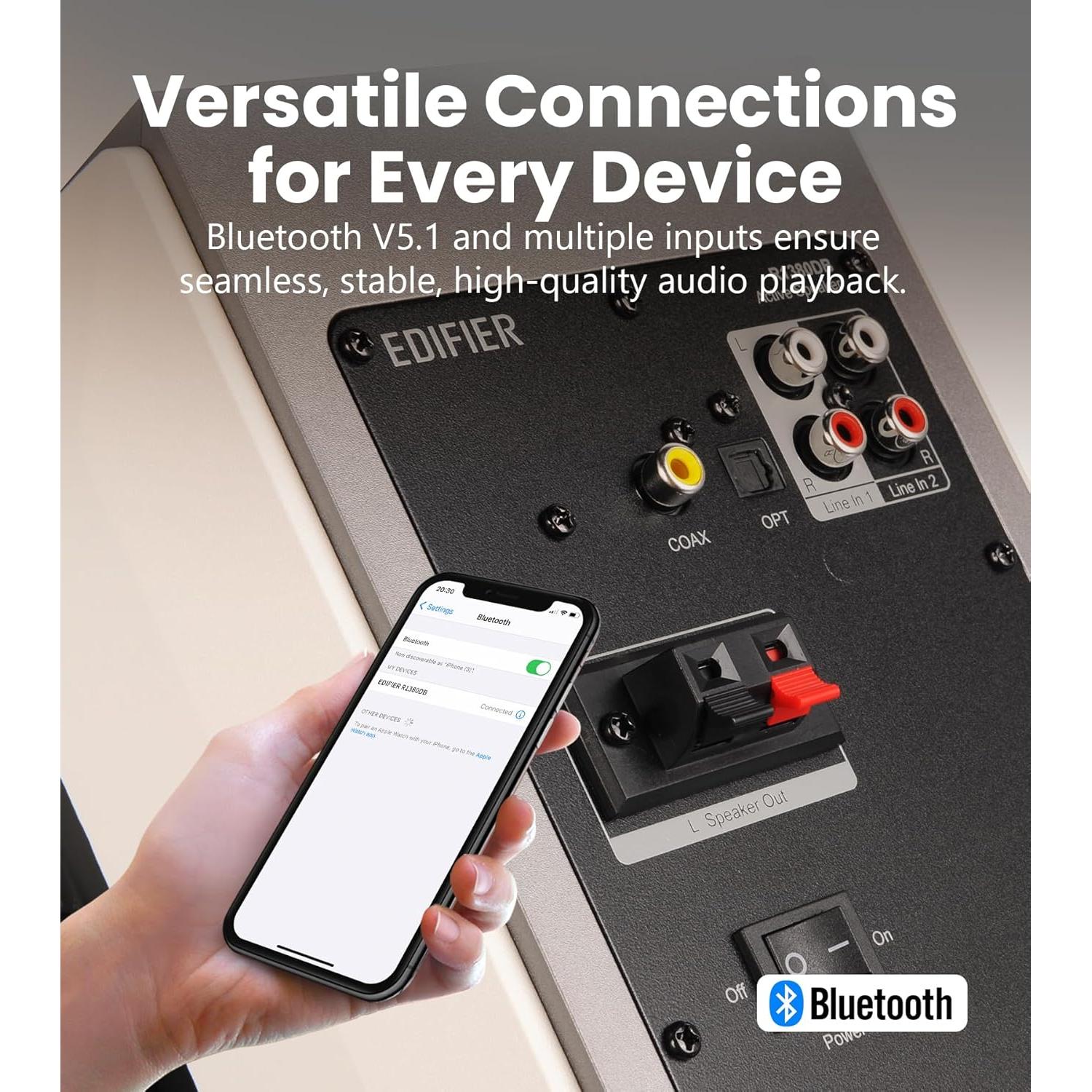 Altavoces Edifier R1380DB 2.0 Activos Bluetooth 42W RMS Madera