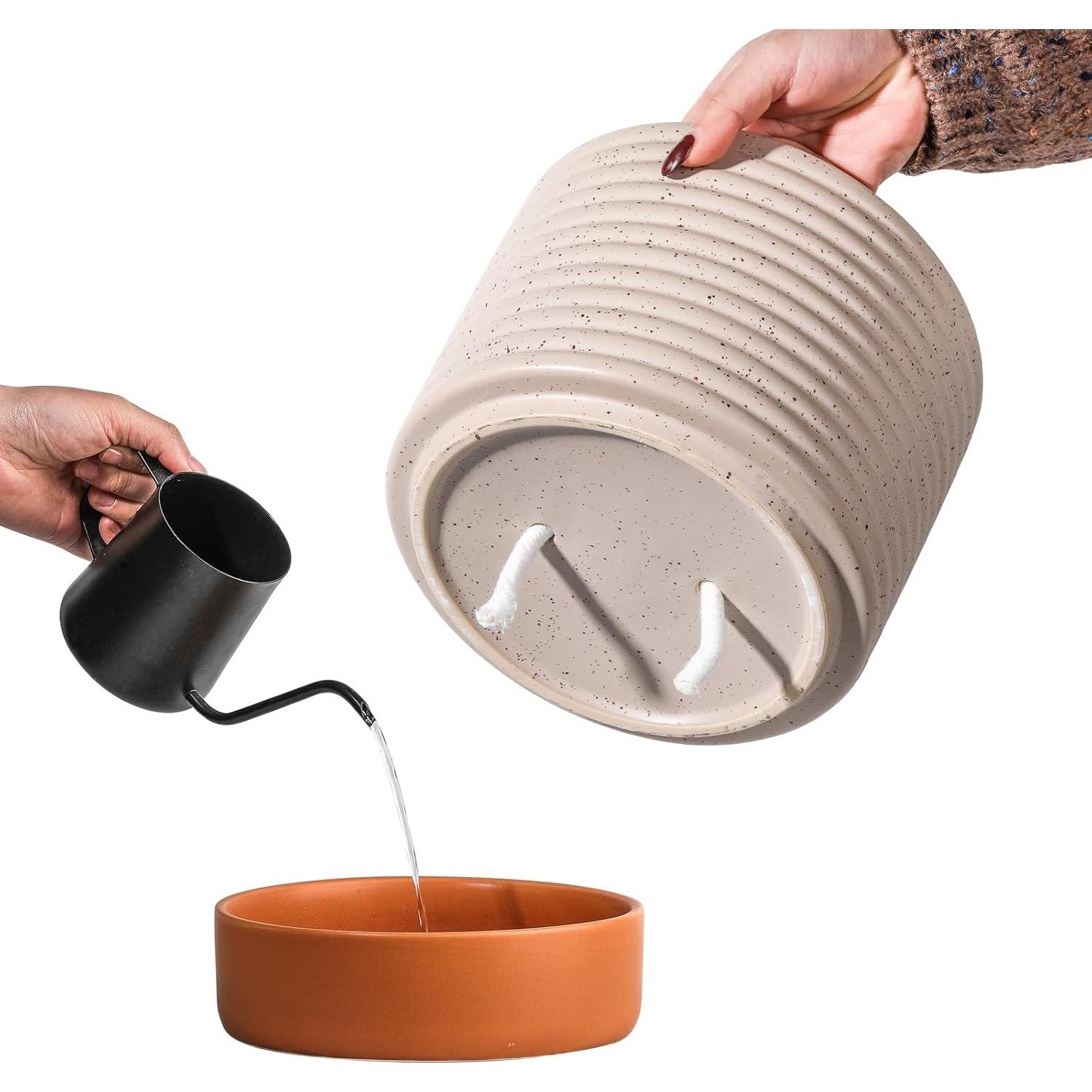 Maceta Autorriego Chubacoo Cerámica 20 cm Beige y Terracota