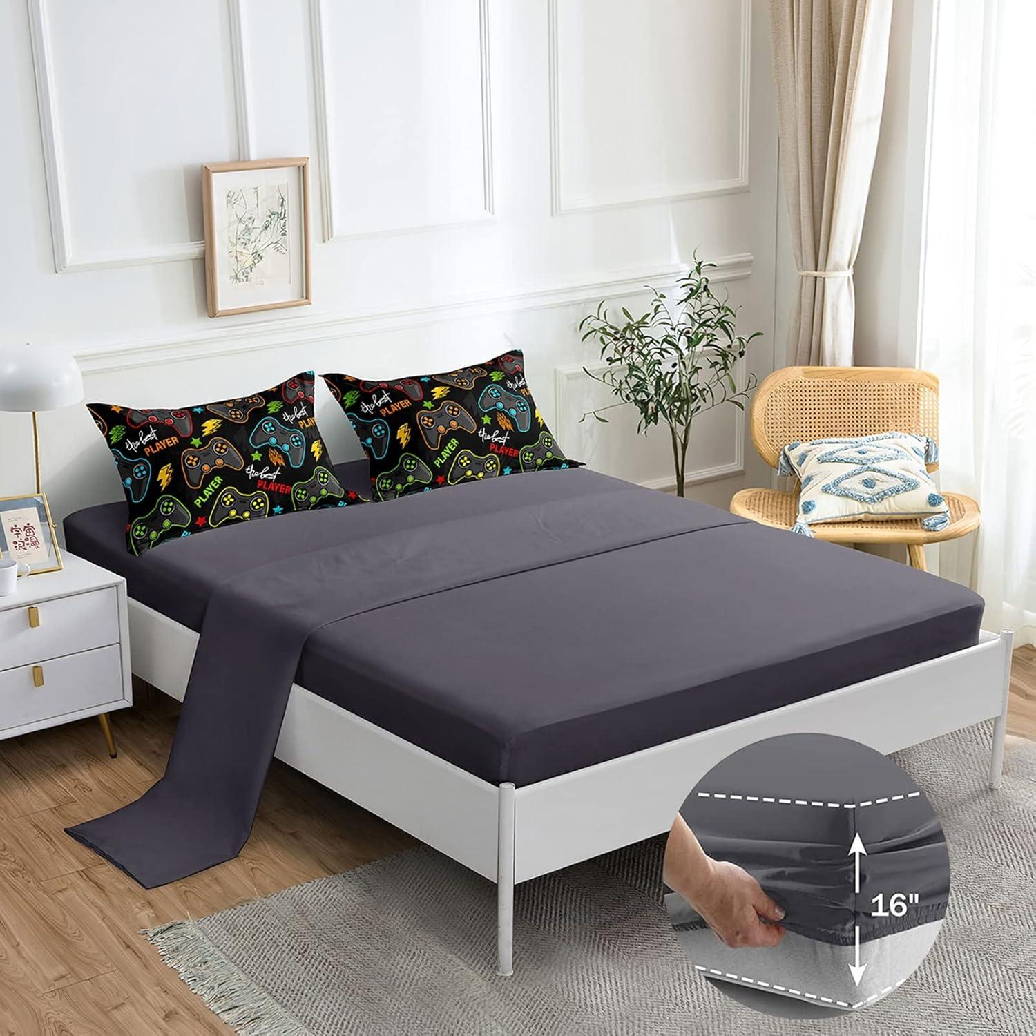 Juego de Ropa de Cama Individual ROWADALO 5 Piezas Gamer 3D