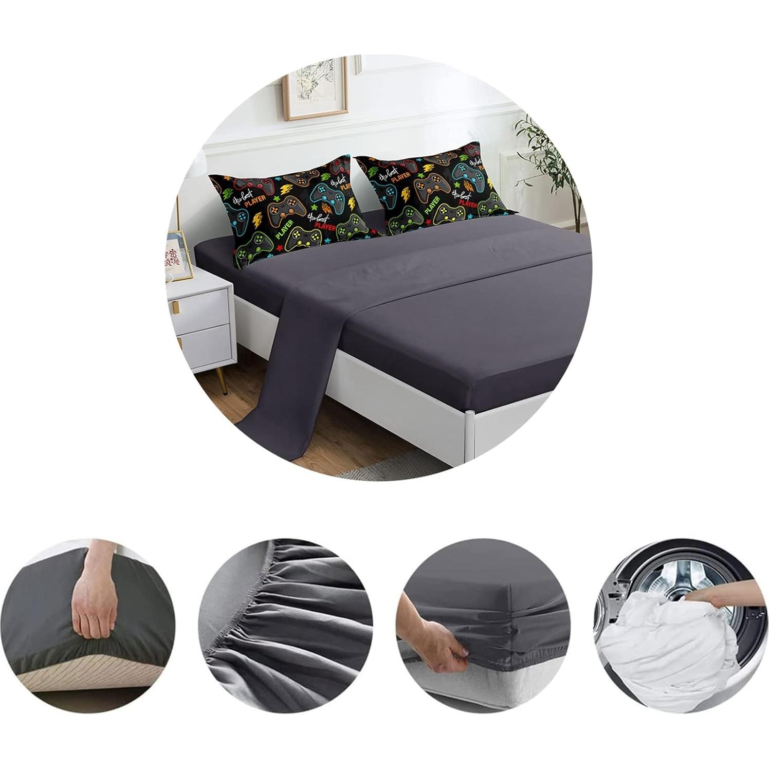 Juego de Ropa de Cama Individual ROWADALO 5 Piezas Gamer 3D