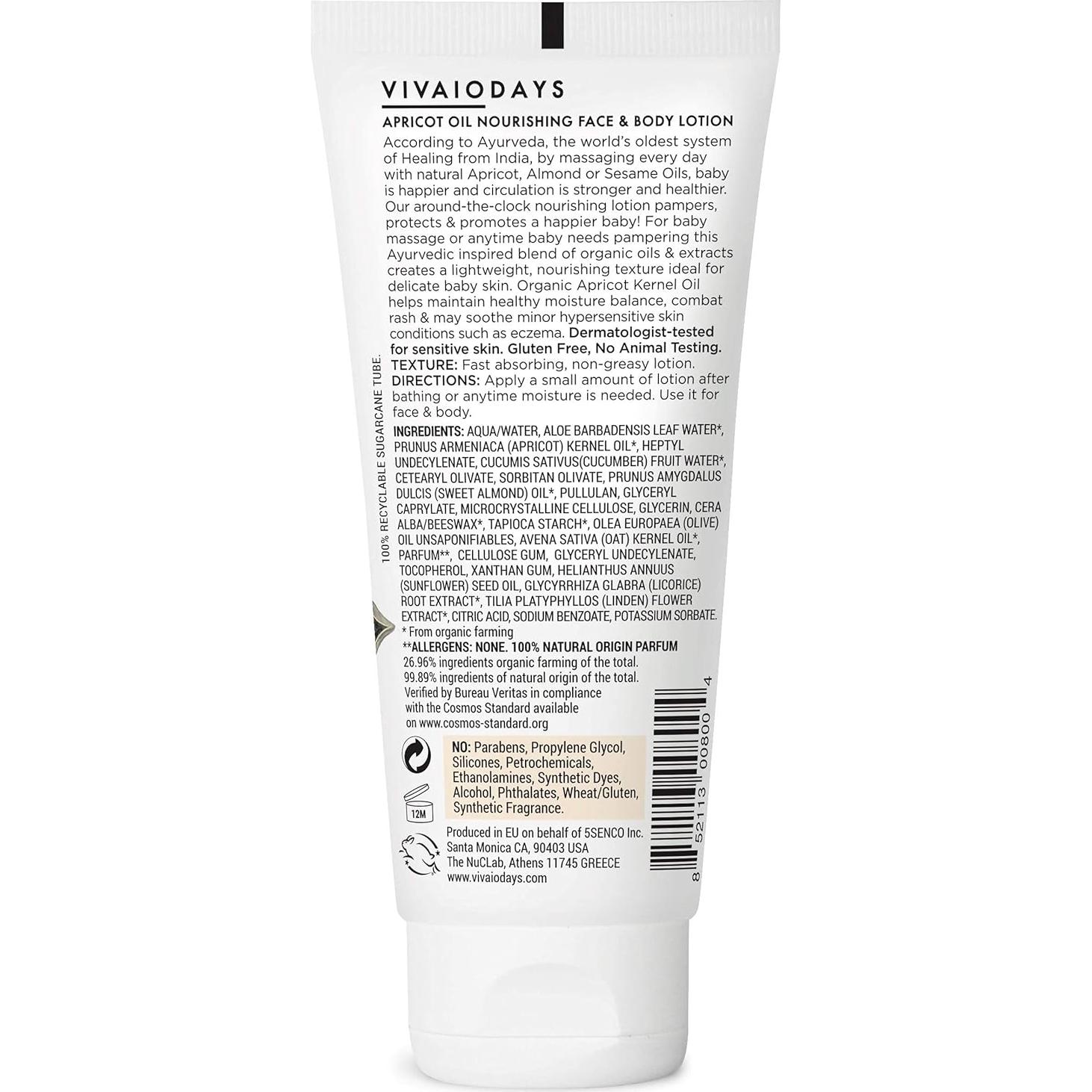 Loción Facial y Corporal VIVAIODAYS 100 ml Hidratante Orgánico