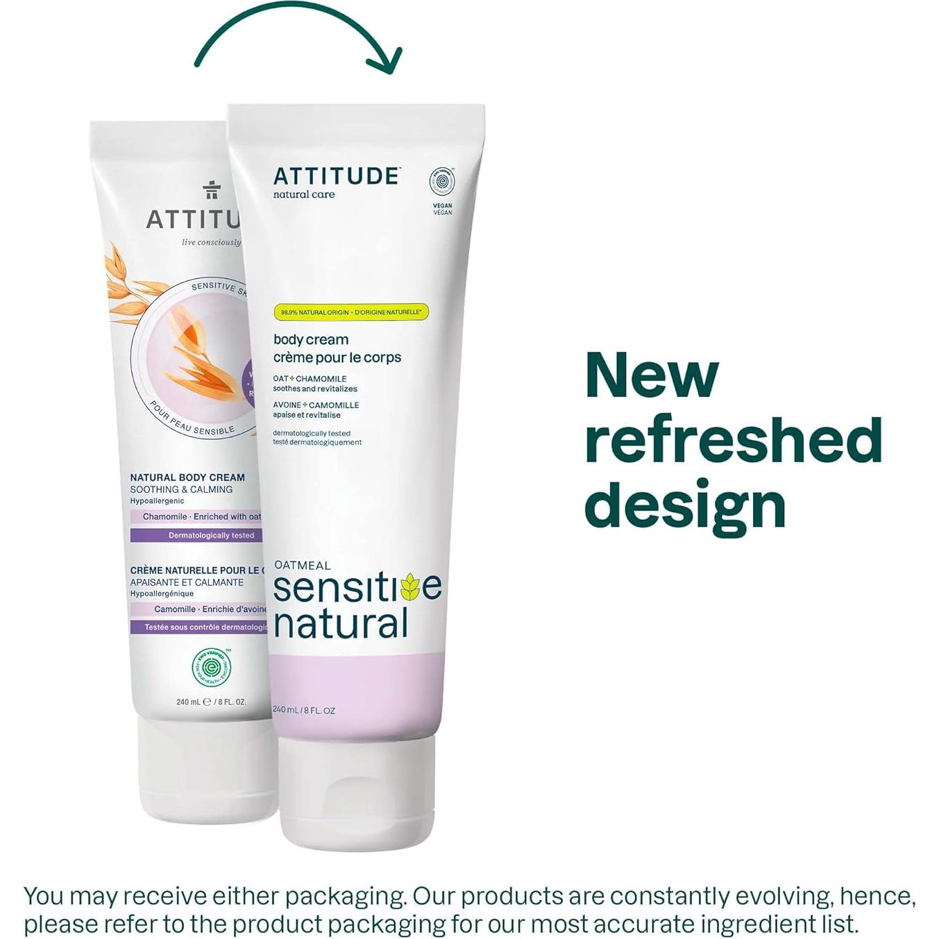 Crema Corporal Vegana Attitude 236 ml Piel Sensible Manzanilla