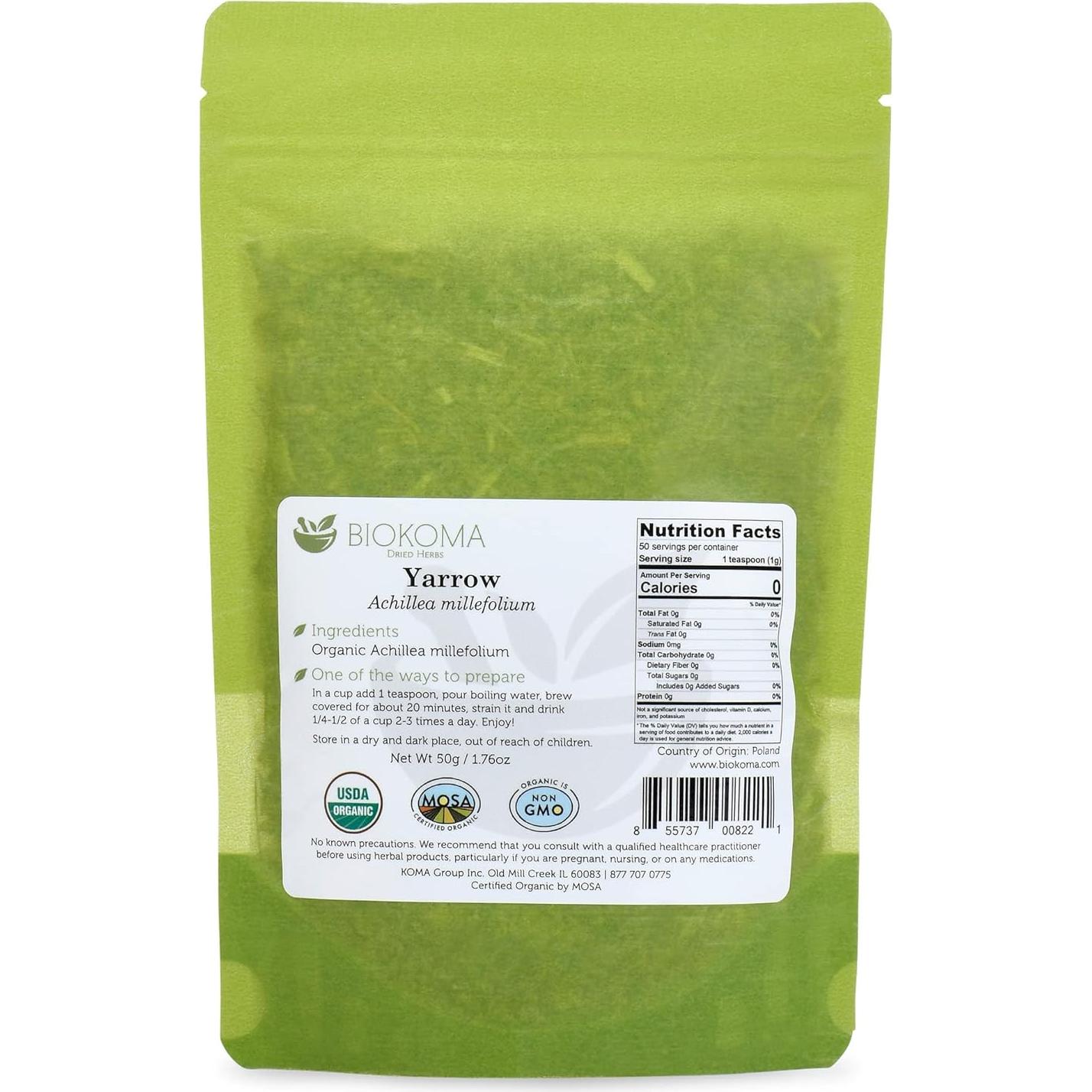 Biokoma Hierba de Milenrama Orgánica 50g - Té Natural Sin Aditivos