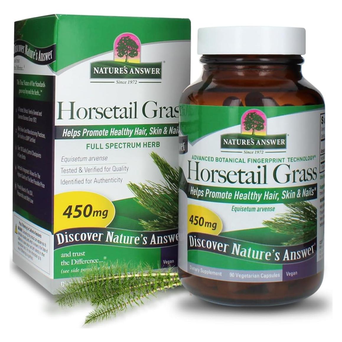 Cápsulas de Cola de Caballo Nature's Answer 90 Conteo | Salud Cabello, Piel y Uñas