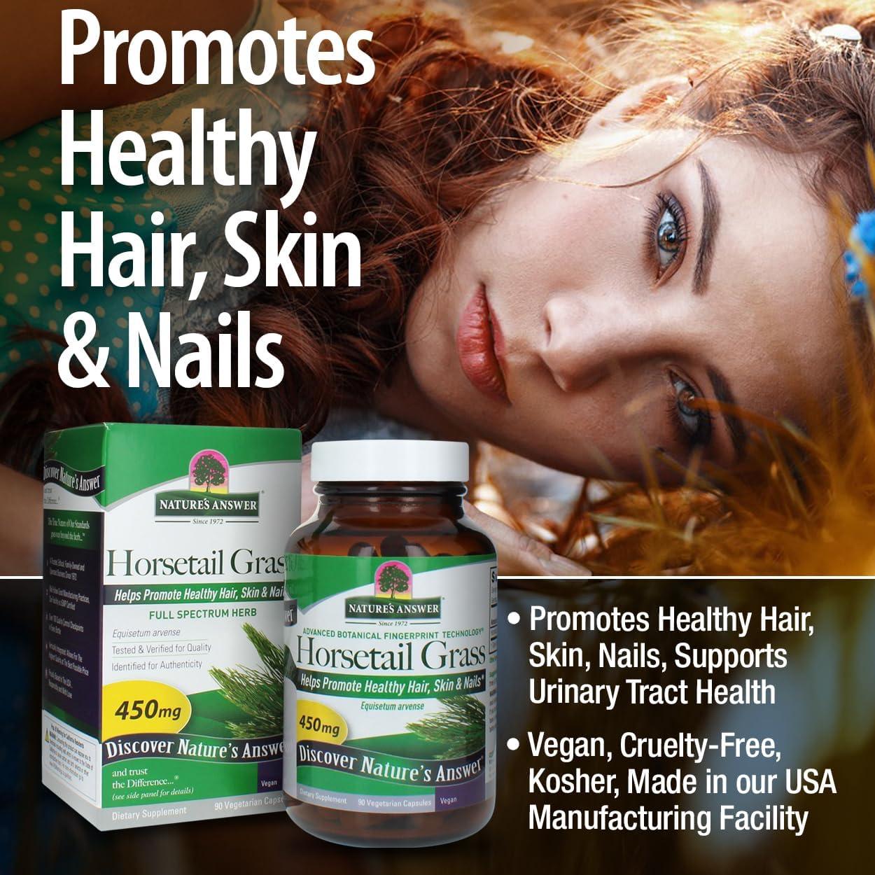 Cápsulas de Cola de Caballo Nature's Answer 90 Conteo | Salud Cabello, Piel y Uñas