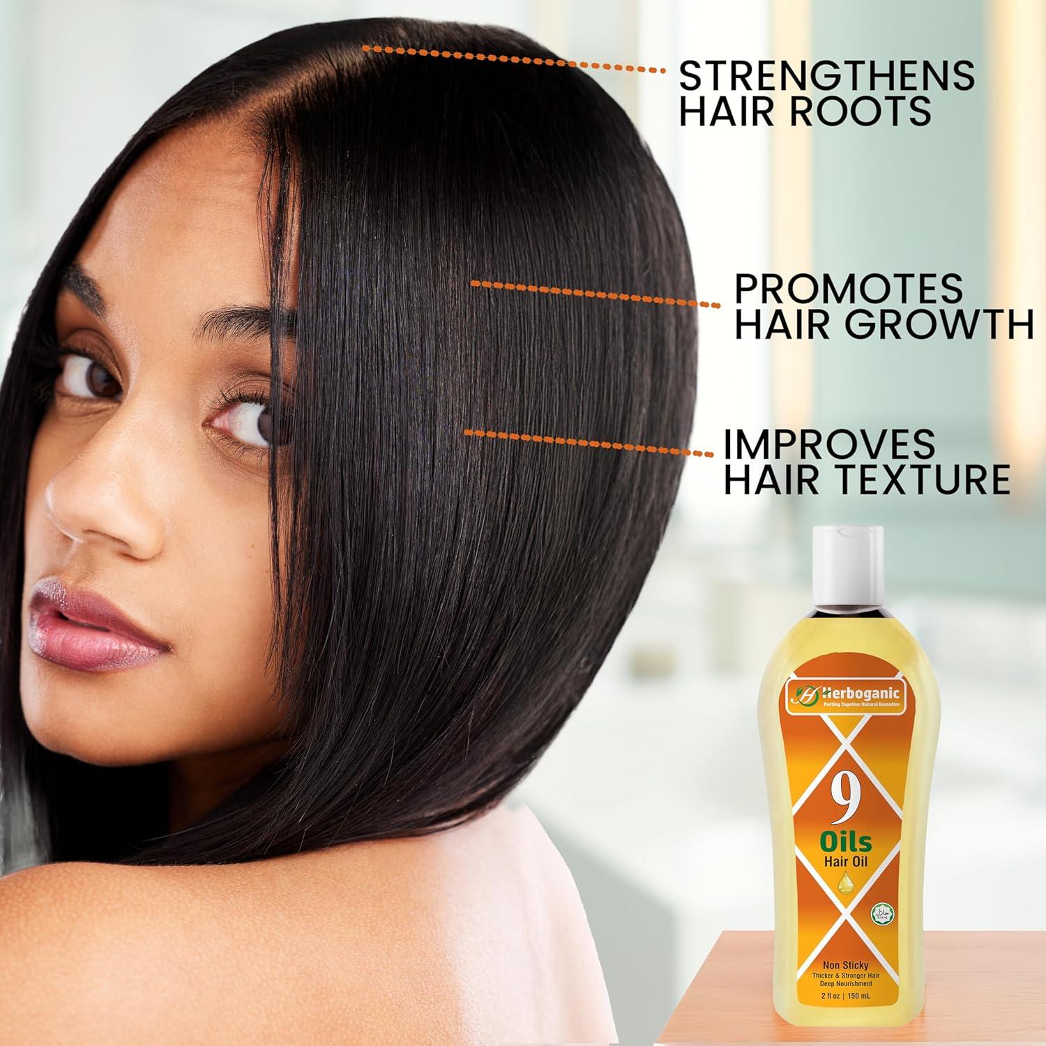 Aceite para el Cabello Herboganic 148 ml - Mezcla de 9 Aceites