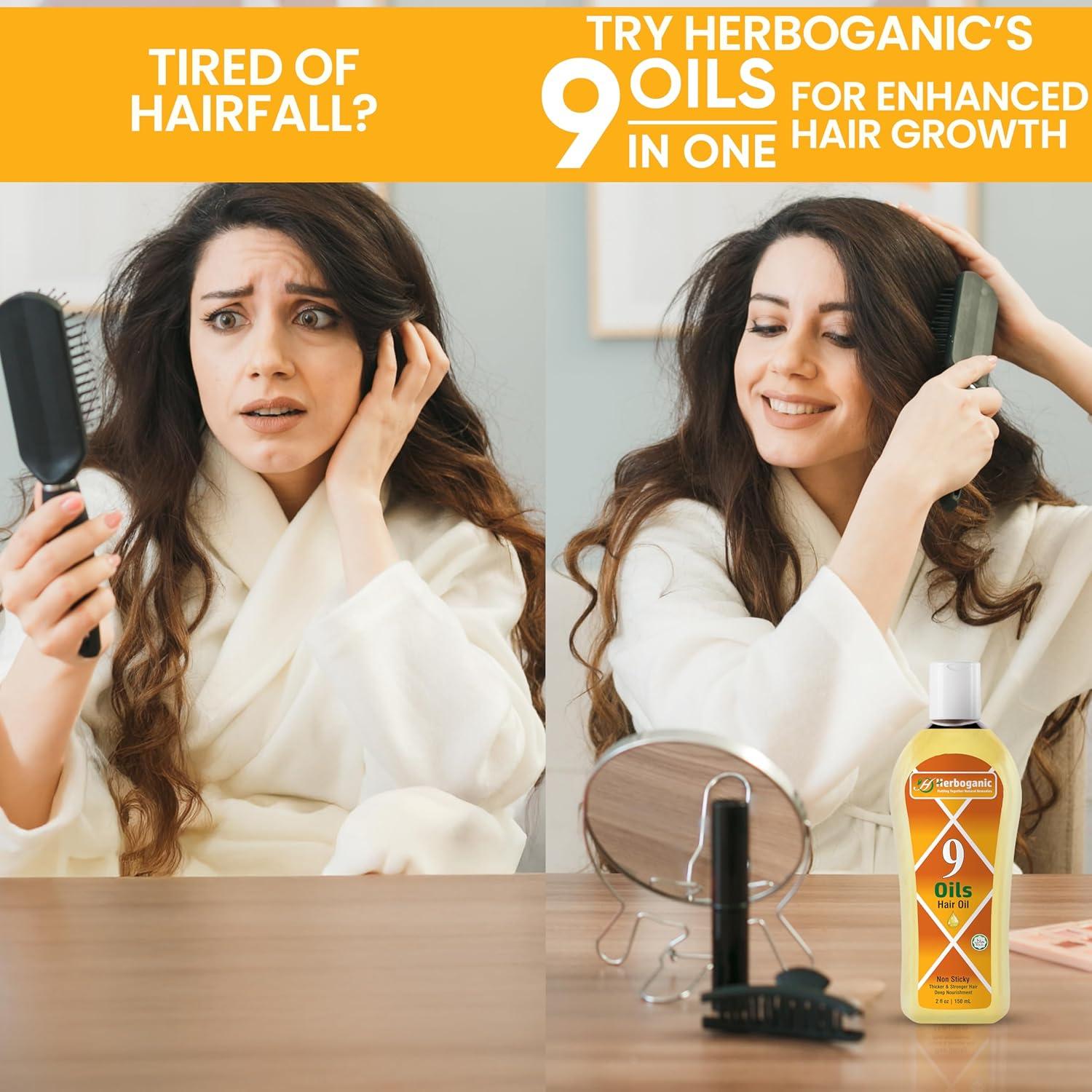 Aceite para el Cabello Herboganic 148 ml - Mezcla de 9 Aceites