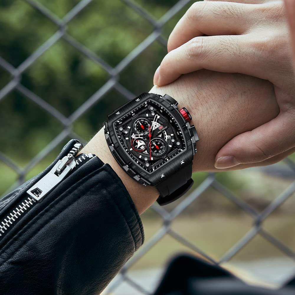 Reloj de Pulsera Cronógrafo YUNSML Hombre Silicona Negra 48mm