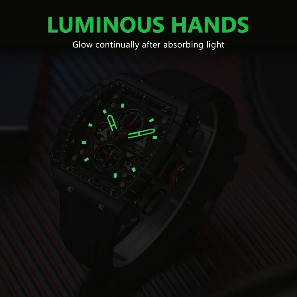 Reloj de Pulsera Cronógrafo YUNSML Hombre Silicona Negra 48mm