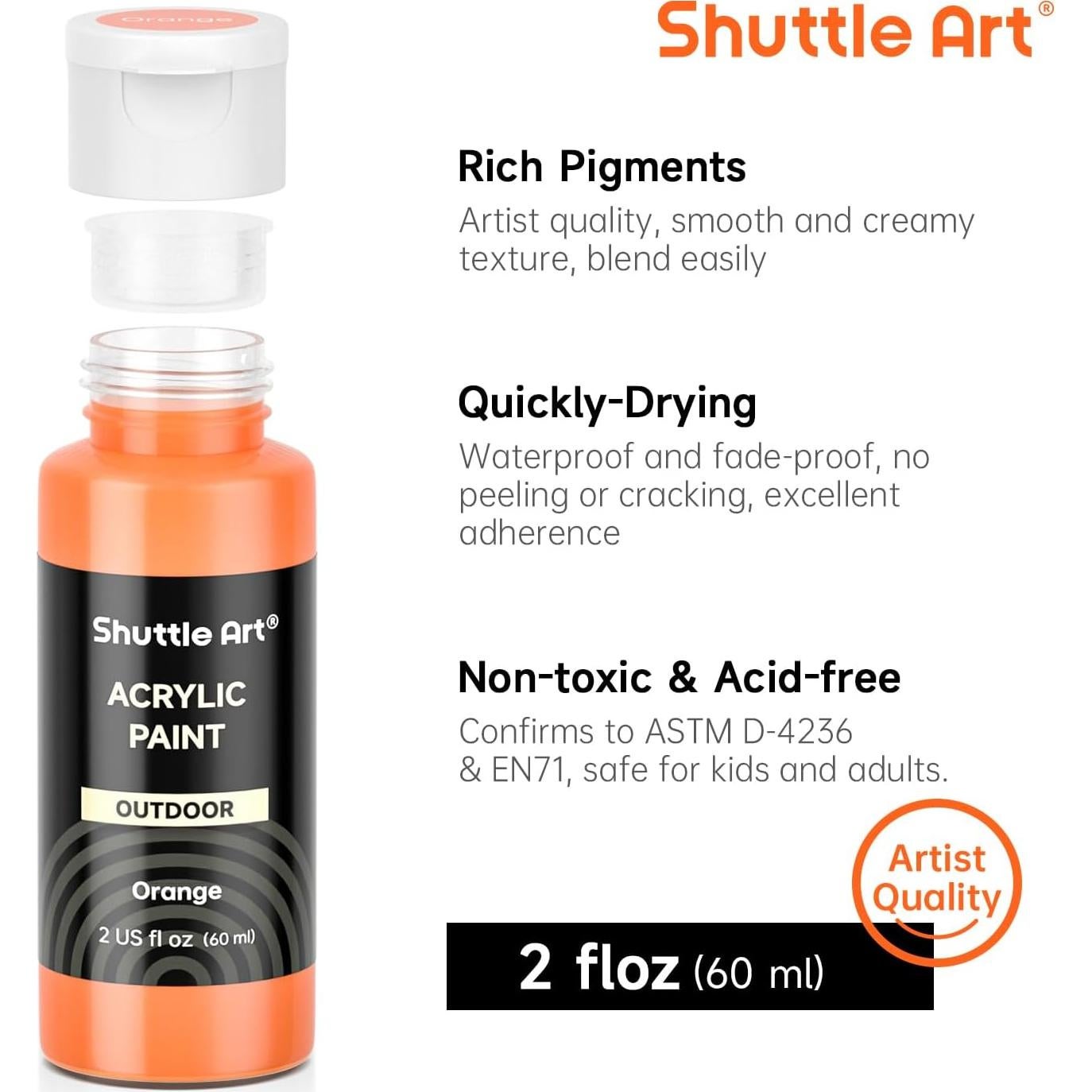 Conjunto de Pintura Acrílica Exterior Shuttle Art 25 Colores 60ml