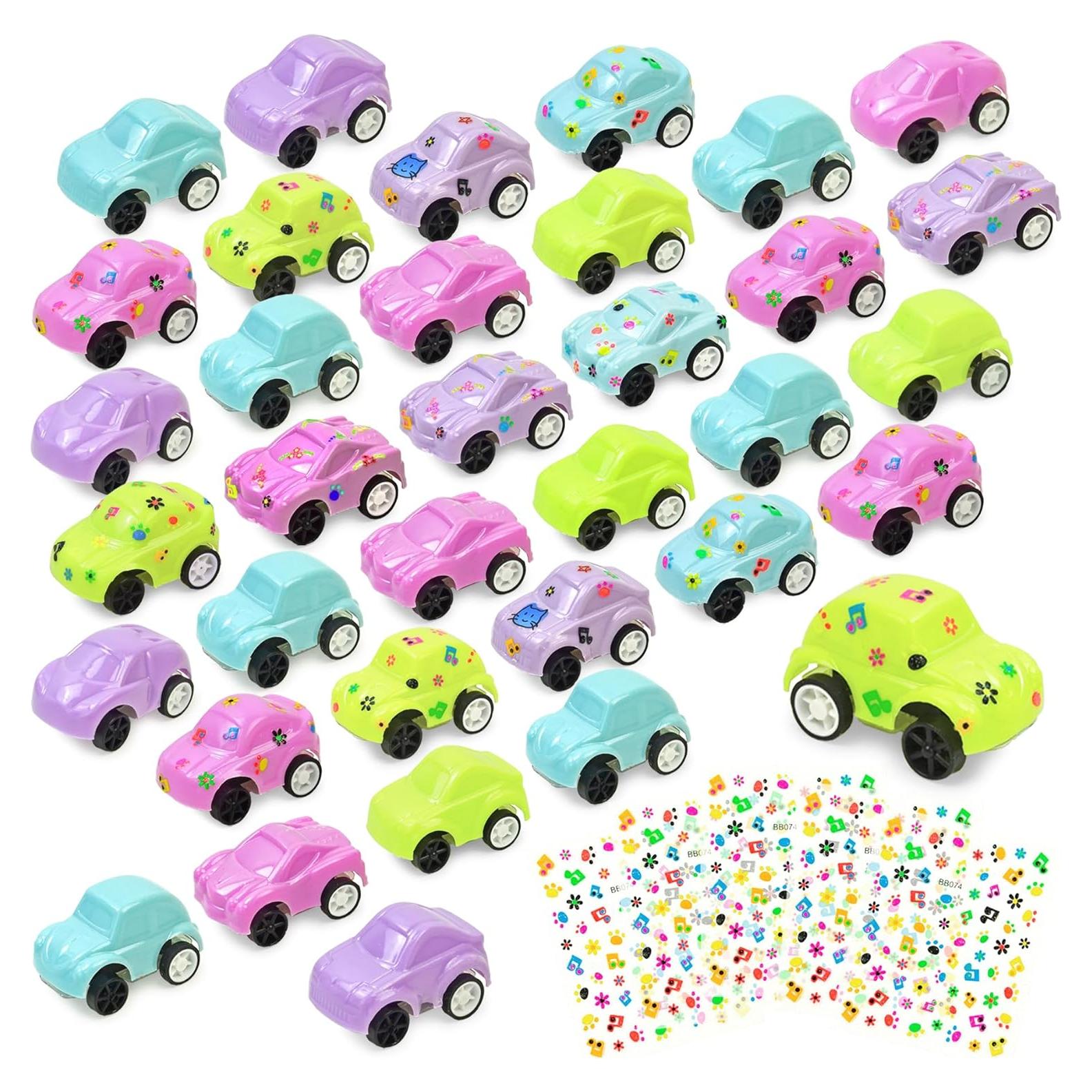 Coches de Pastel Pull Back Vileafy - 35 Miniaturas con Stickers